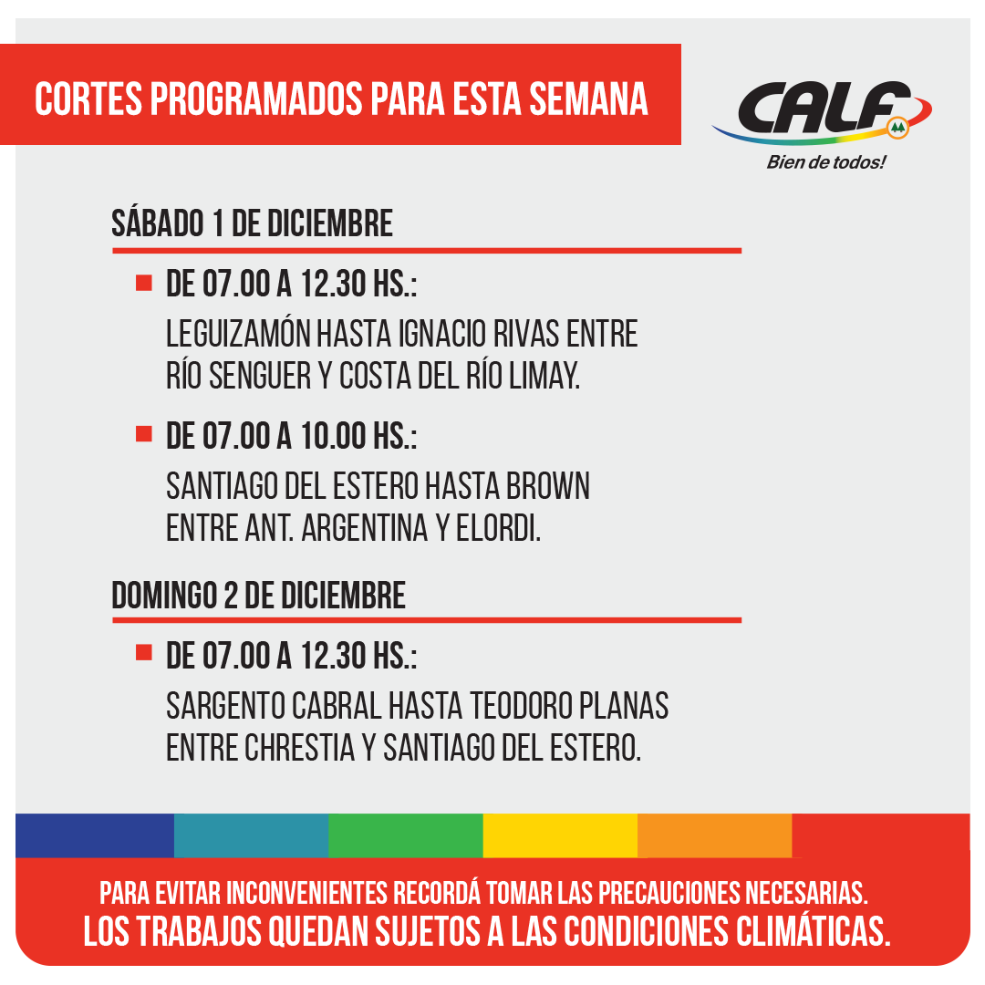 Lee más sobre el artículo SÁBADO 1 Y DOMINGO 2/12