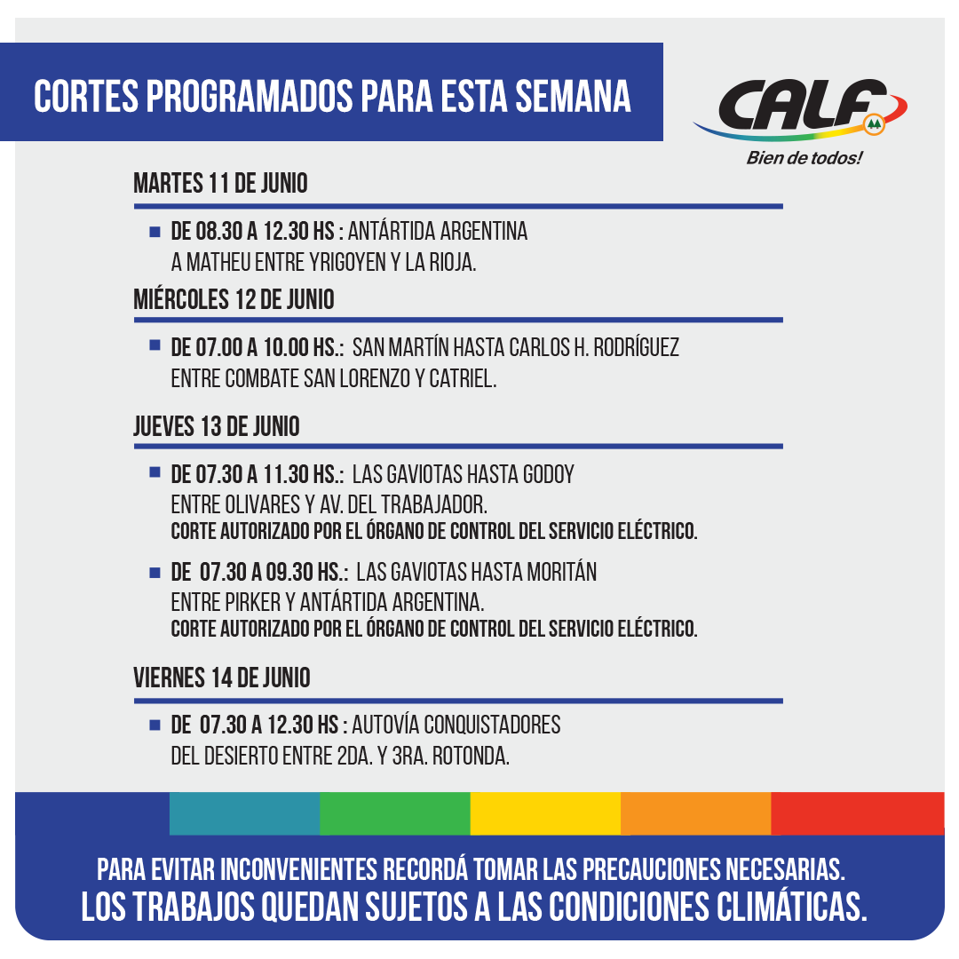 Lee más sobre el artículo DEL MARTES 11 AL VIERNES 14/6