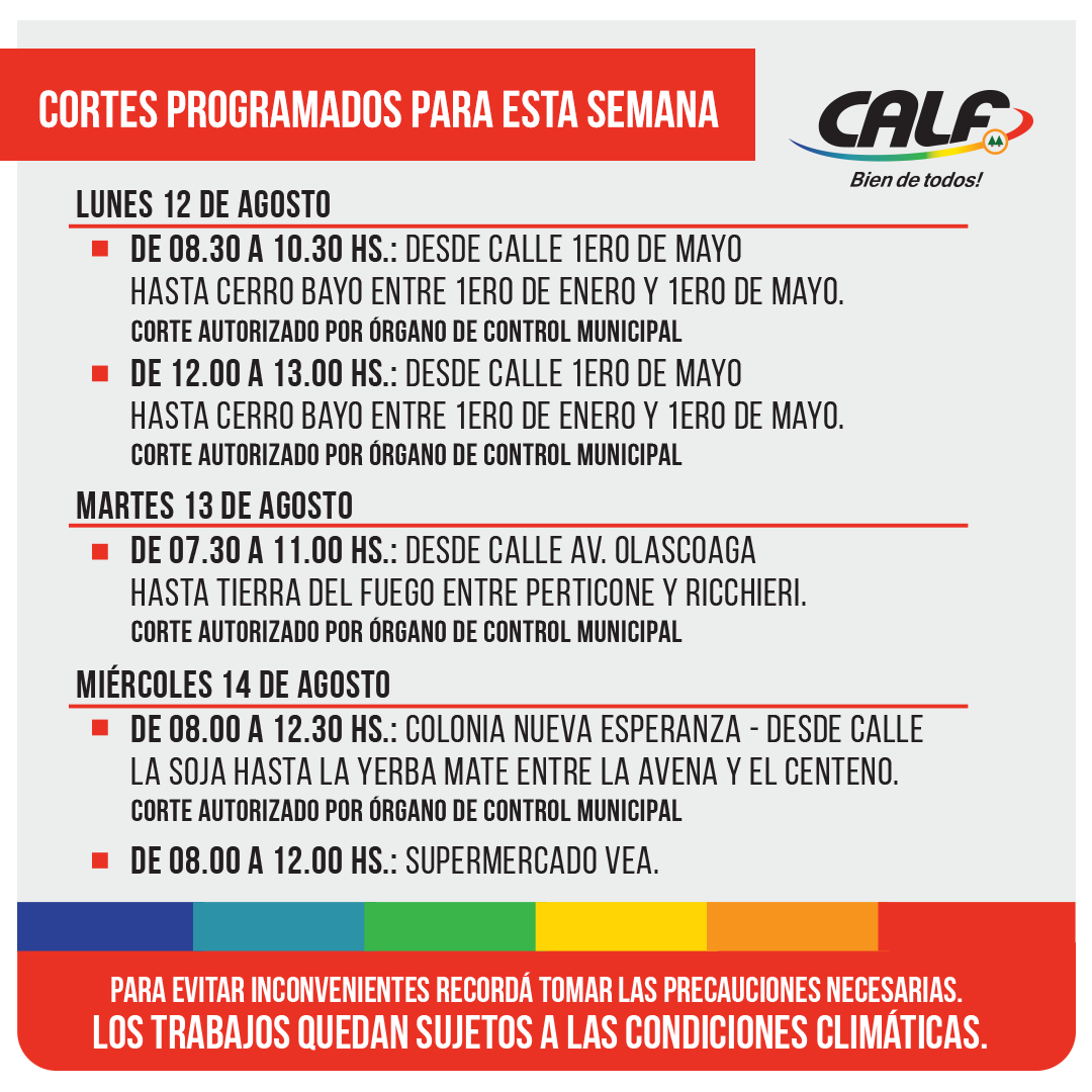 Lee más sobre el artículo DEL LUNES 12 AL MIÉRCOLES 14/8