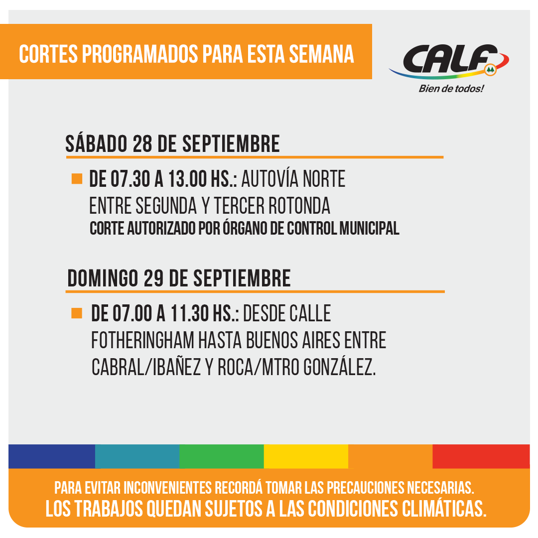 Lee más sobre el artículo SÁBADO 28 Y DOMINGO 29/9