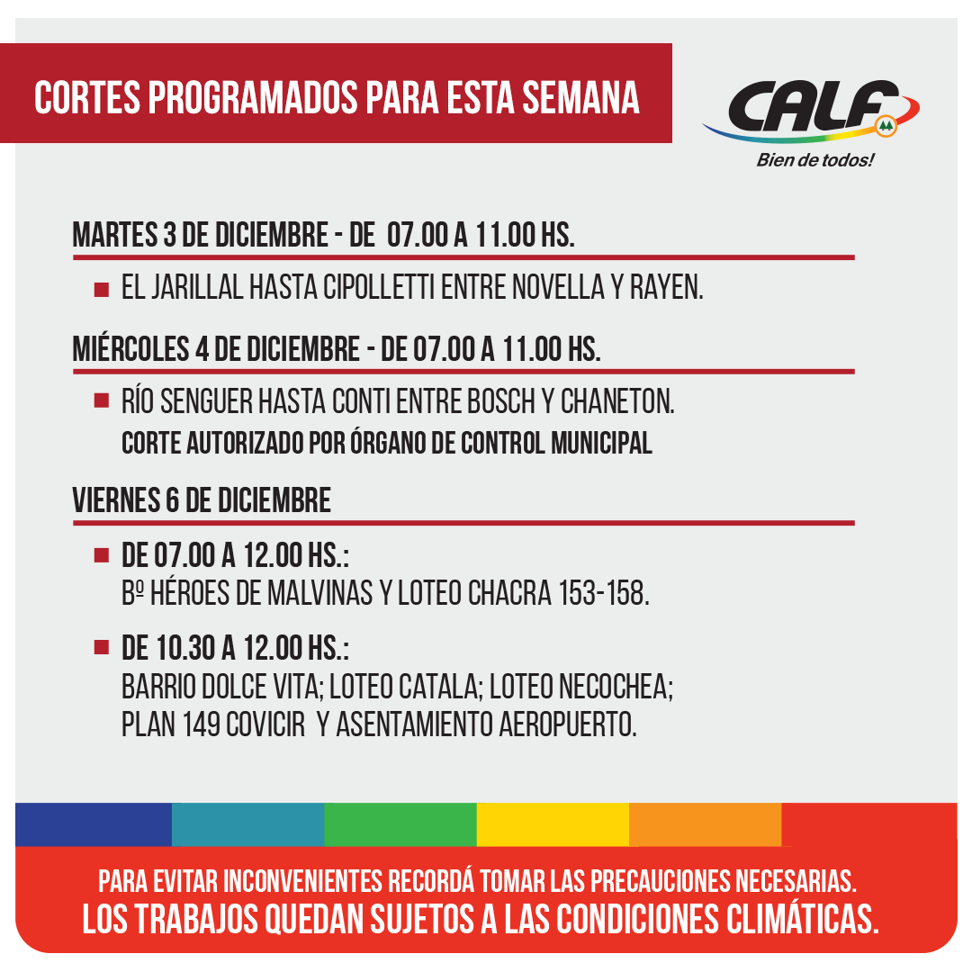 Lee más sobre el artículo DEL MARTES 3 AL VIERNES 6/12