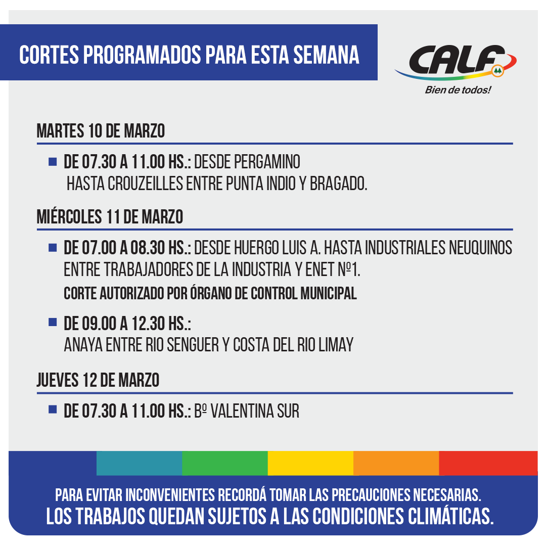 Lee más sobre el artículo Trabajos a desarrollar esta semana