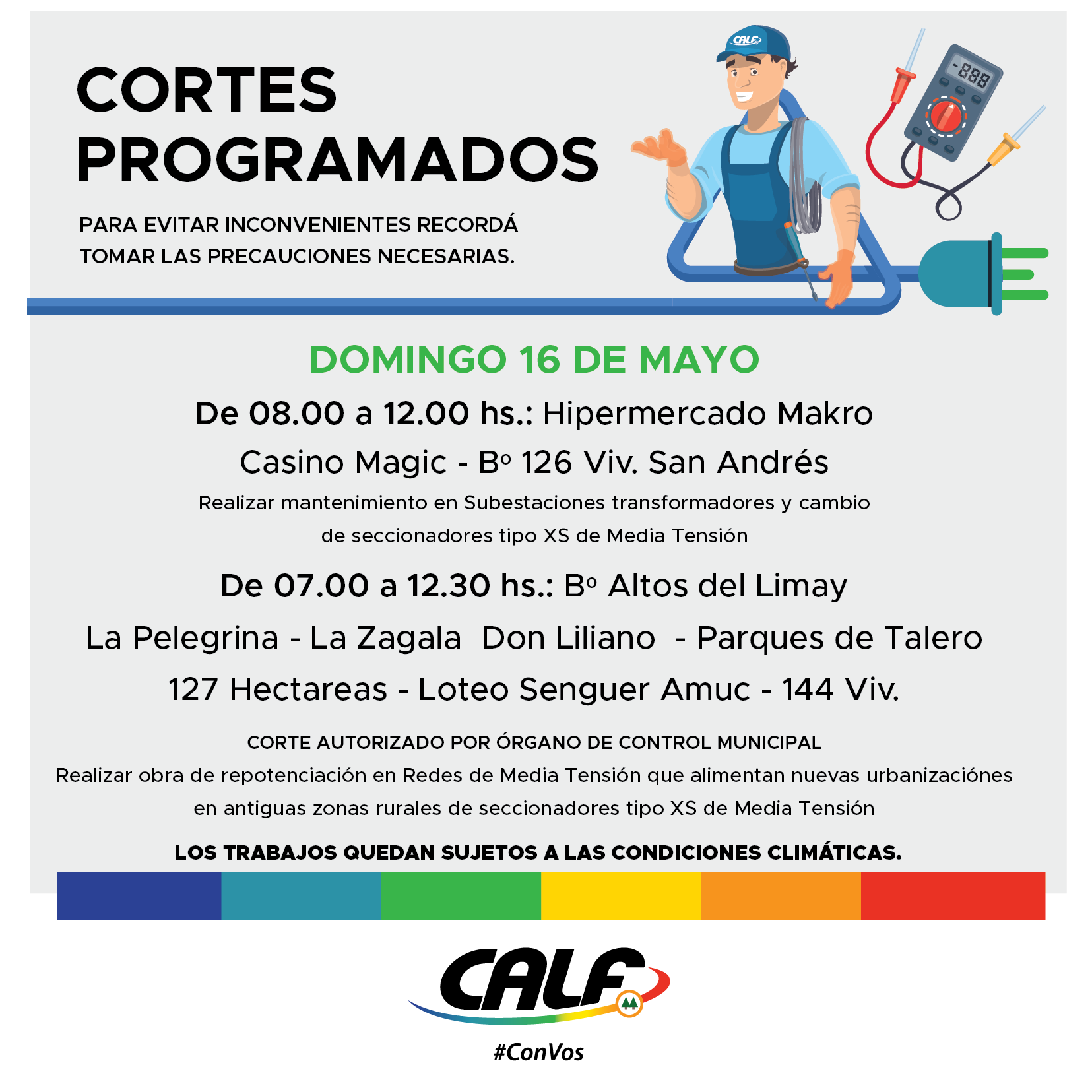 Lee más sobre el artículo Trabajos a realizar este domingo