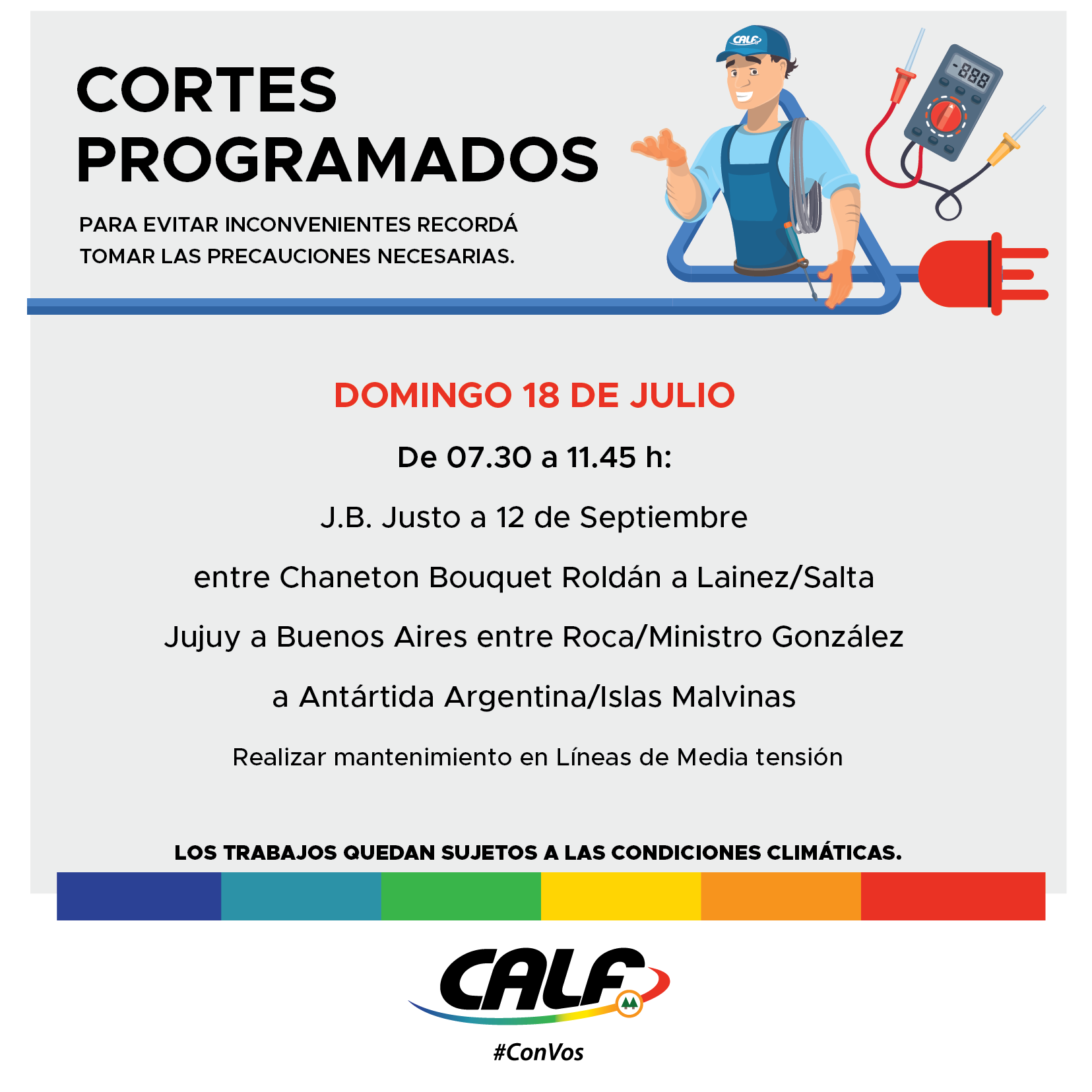 En este momento estás viendo Este domingo 18 habrá trabajos en el área centro