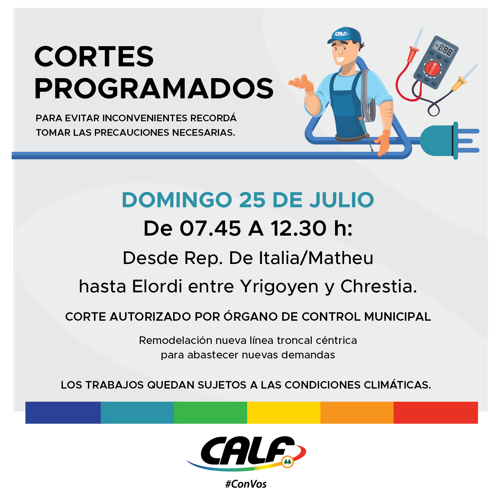 Lee más sobre el artículo El domingo 25 los trabajos se concentran en el área centro