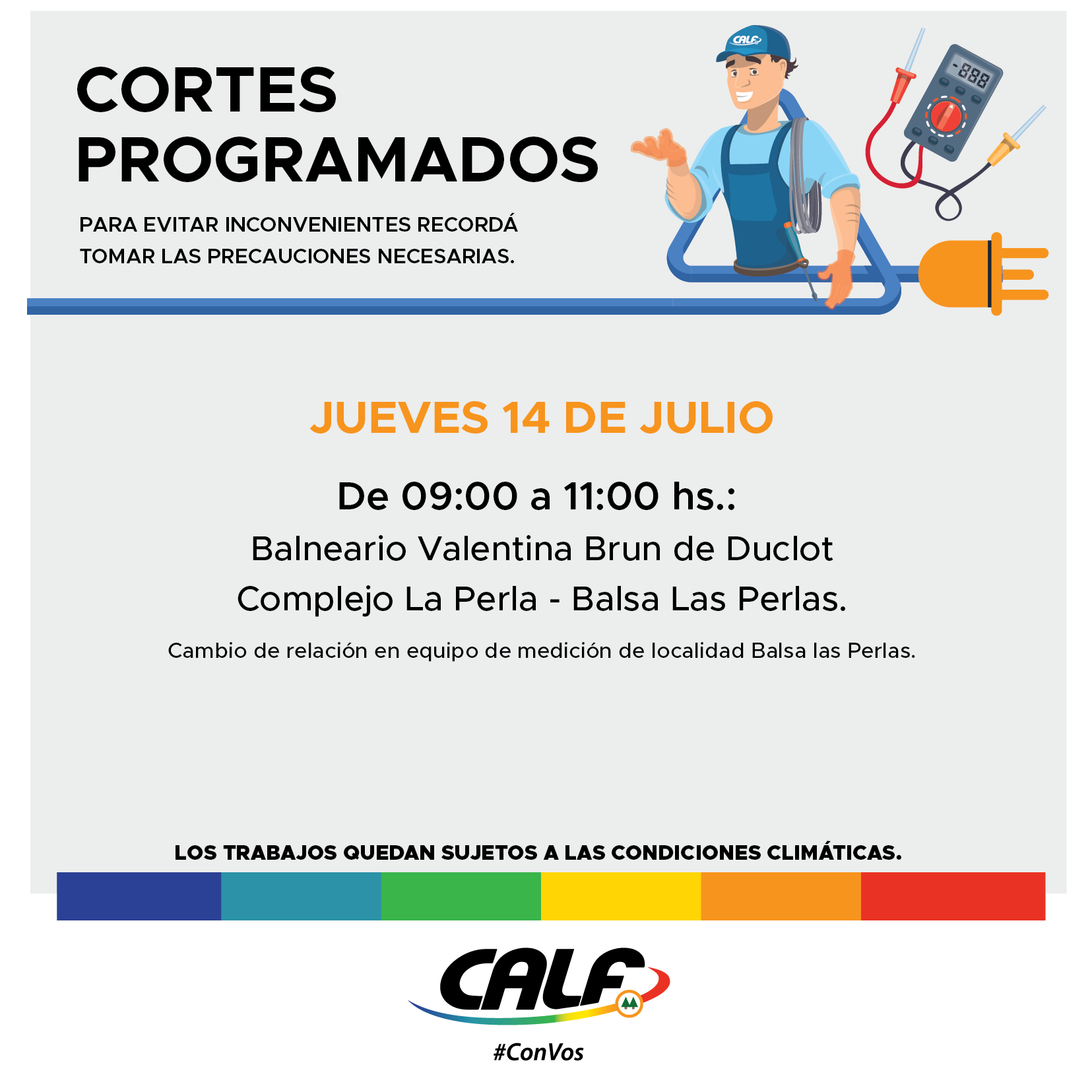 Lee más sobre el artículo Trabajos previstos para este jueves