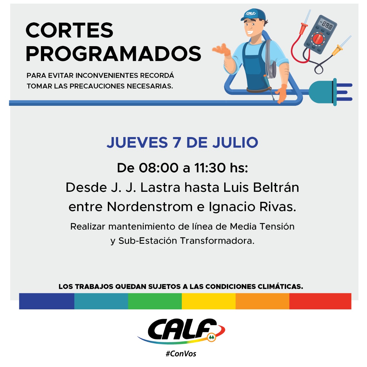 Lee más sobre el artículo Trabajos previstos para este jueves