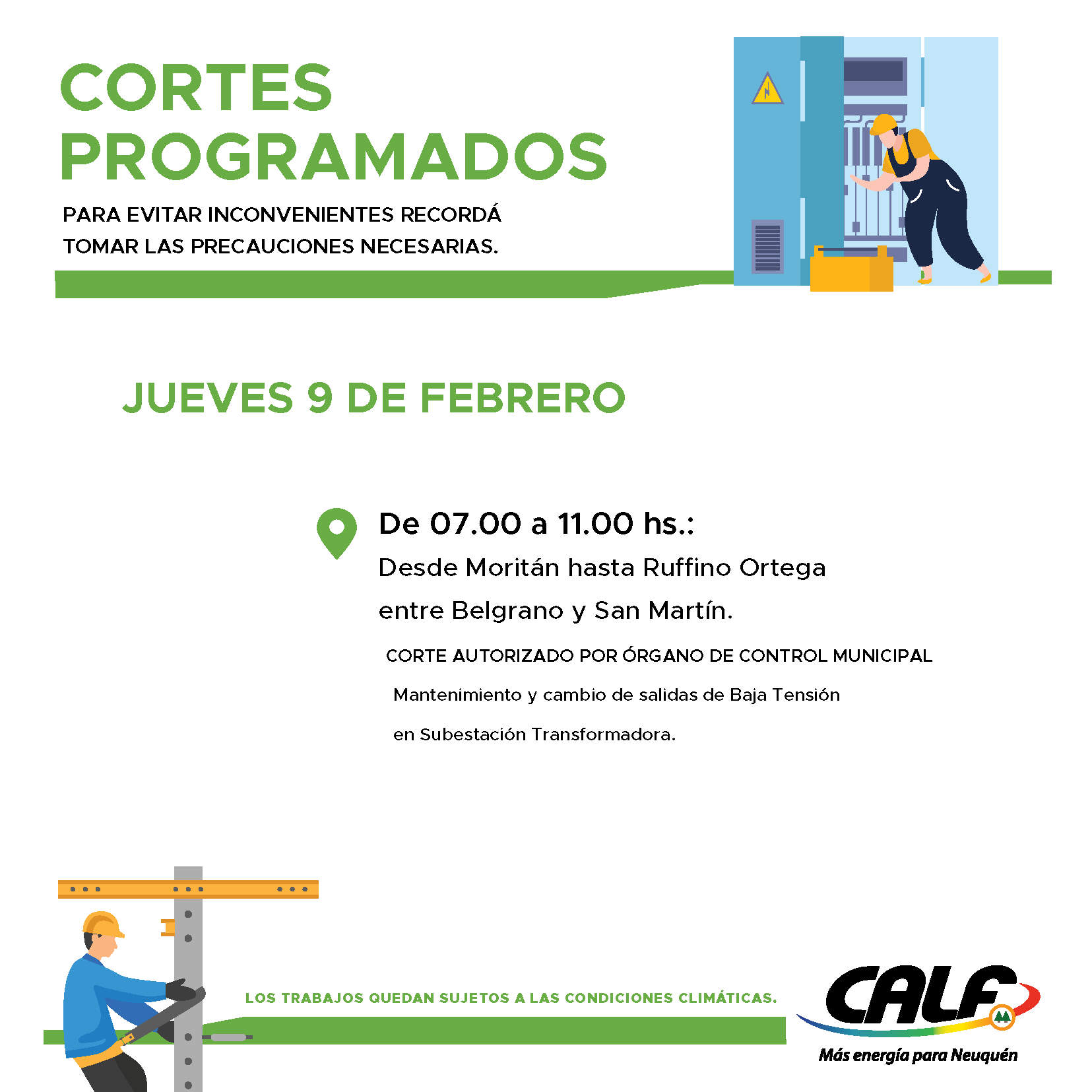 Lee más sobre el artículo Tareas programadas para este jueves