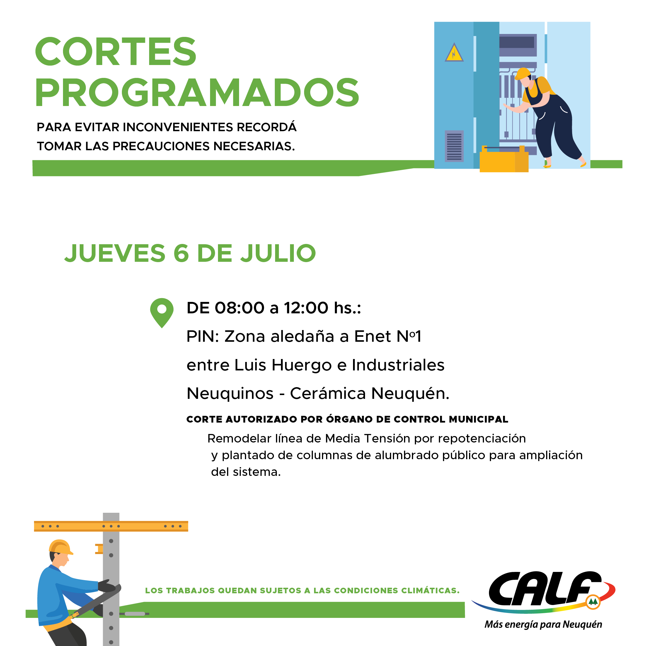 Lee más sobre el artículo Trabajos a realizar este jueves