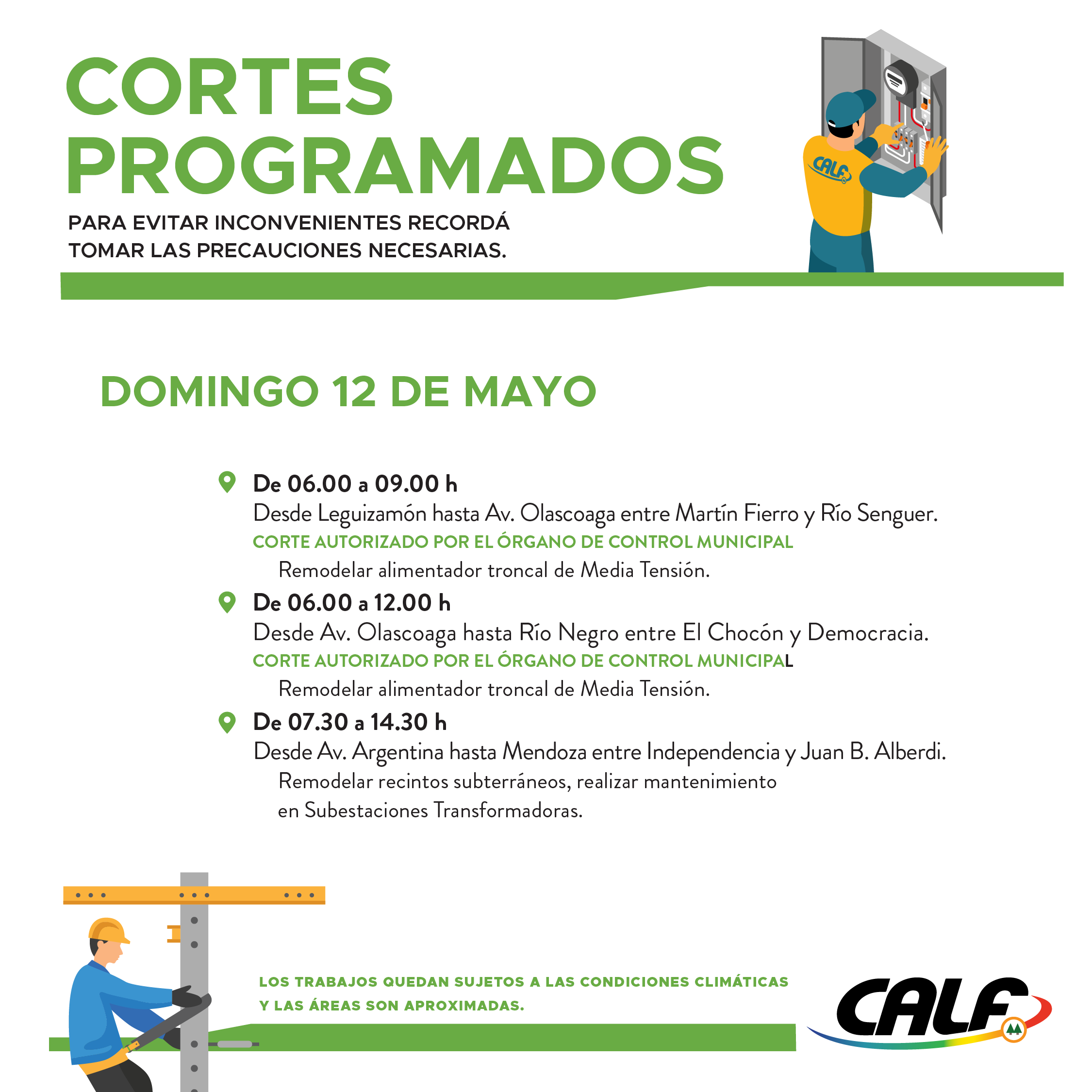 Lee más sobre el artículo Domingo con trabajos programados