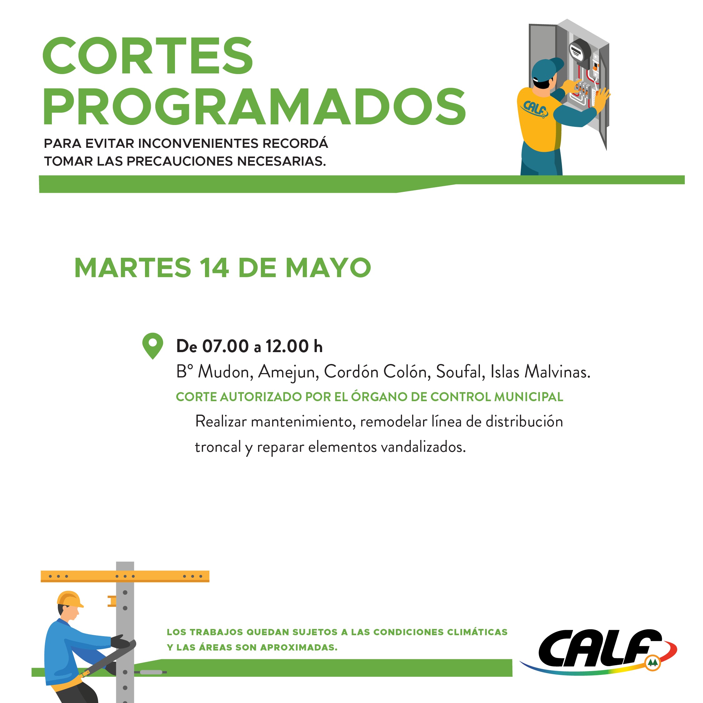 Lee más sobre el artículo Trabajos a realizar este martes