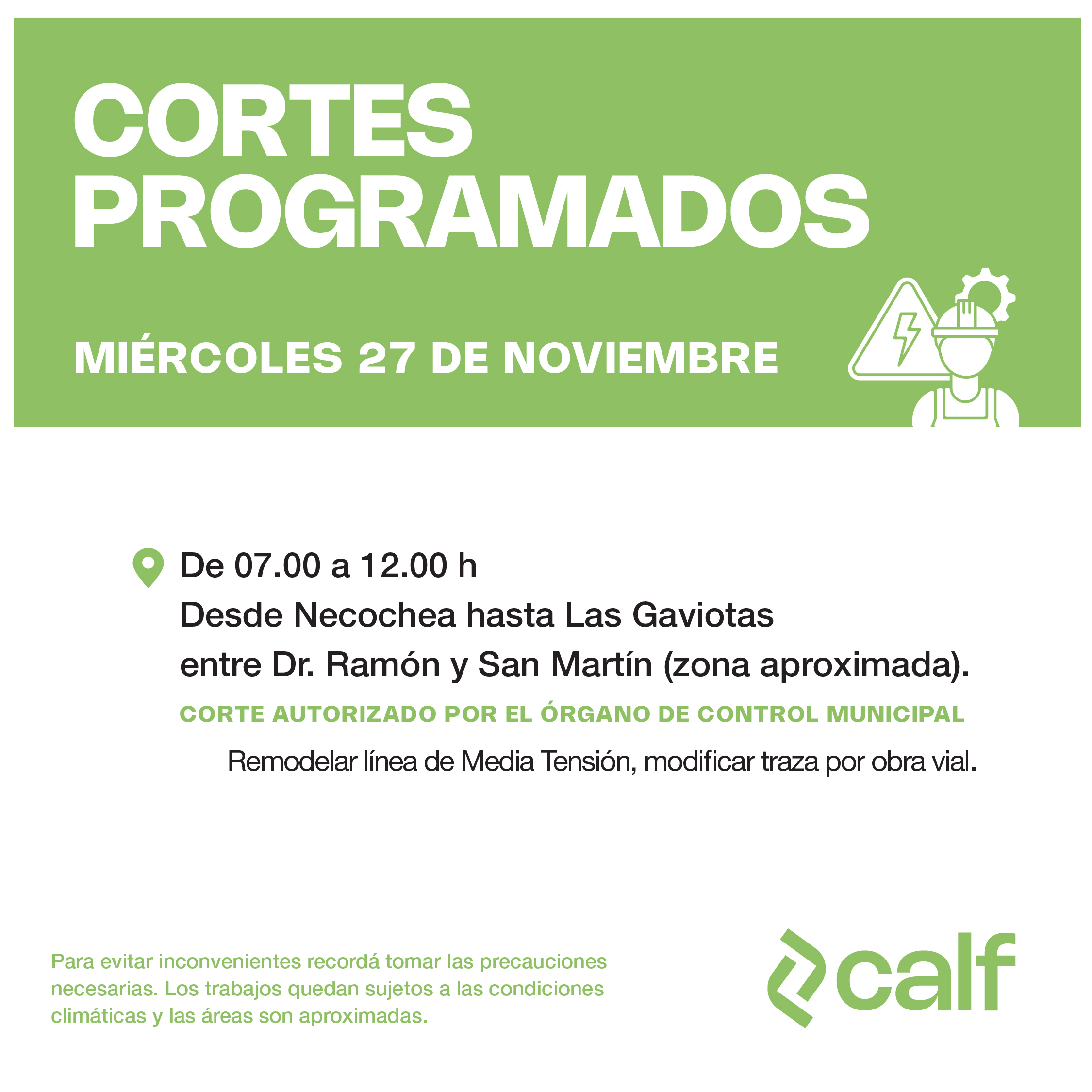 En este momento estás viendo Obras a realizar este miércoles