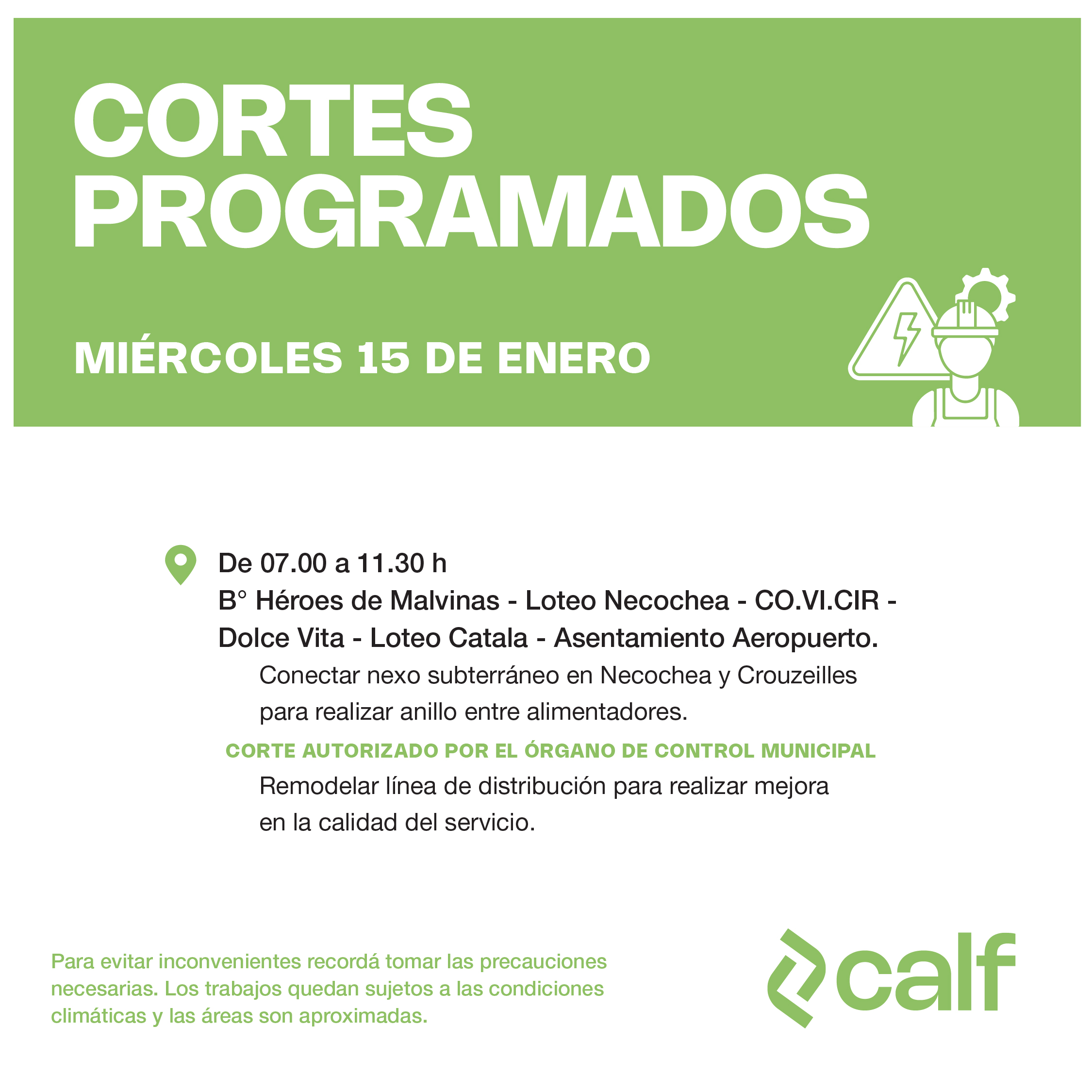 Lee más sobre el artículo Miércoles con trabajos programados