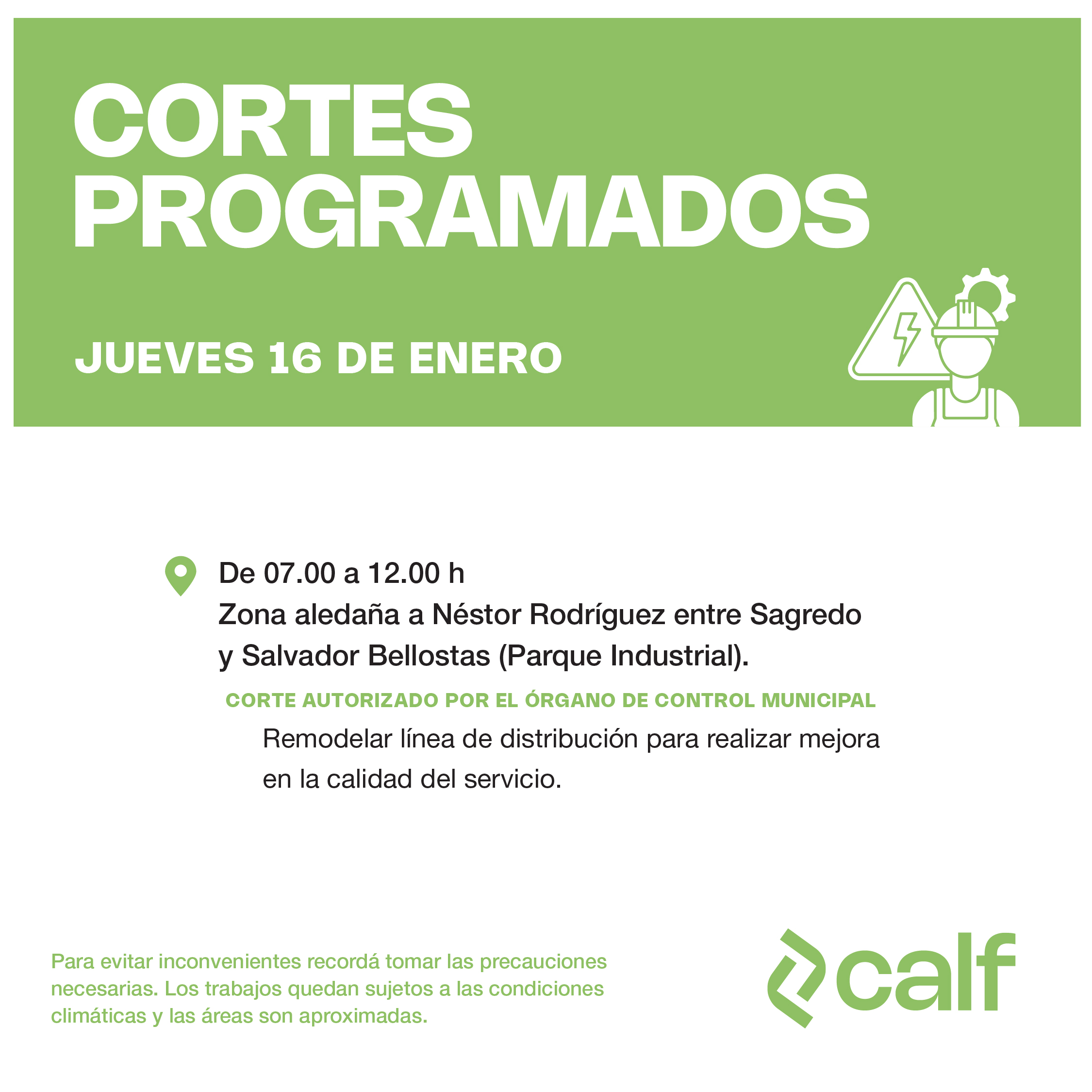 Lee más sobre el artículo Tareas previstas para este jueves