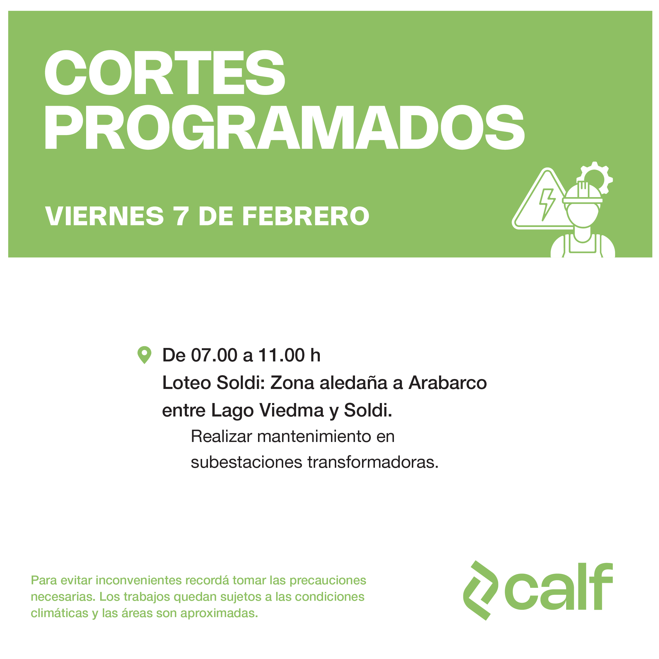 Lee más sobre el artículo Obras programadas para este viernes 7 de febrero