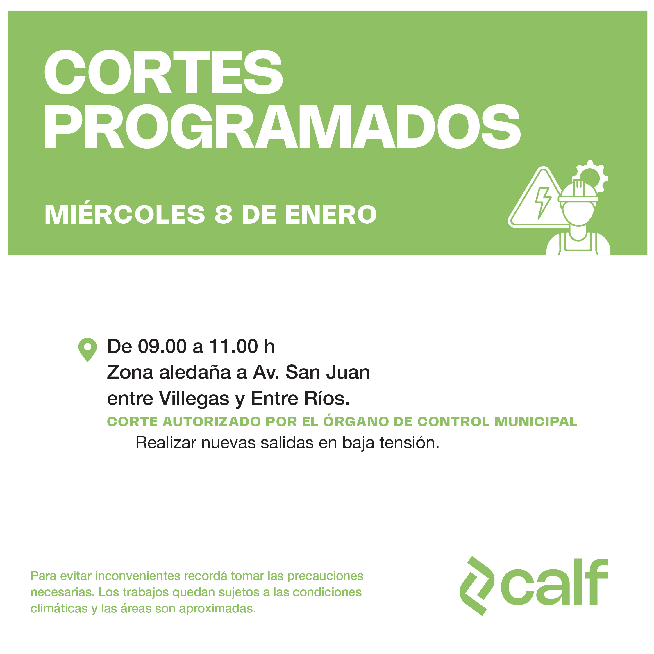 Lee más sobre el artículo Obras a realizar este miércoles