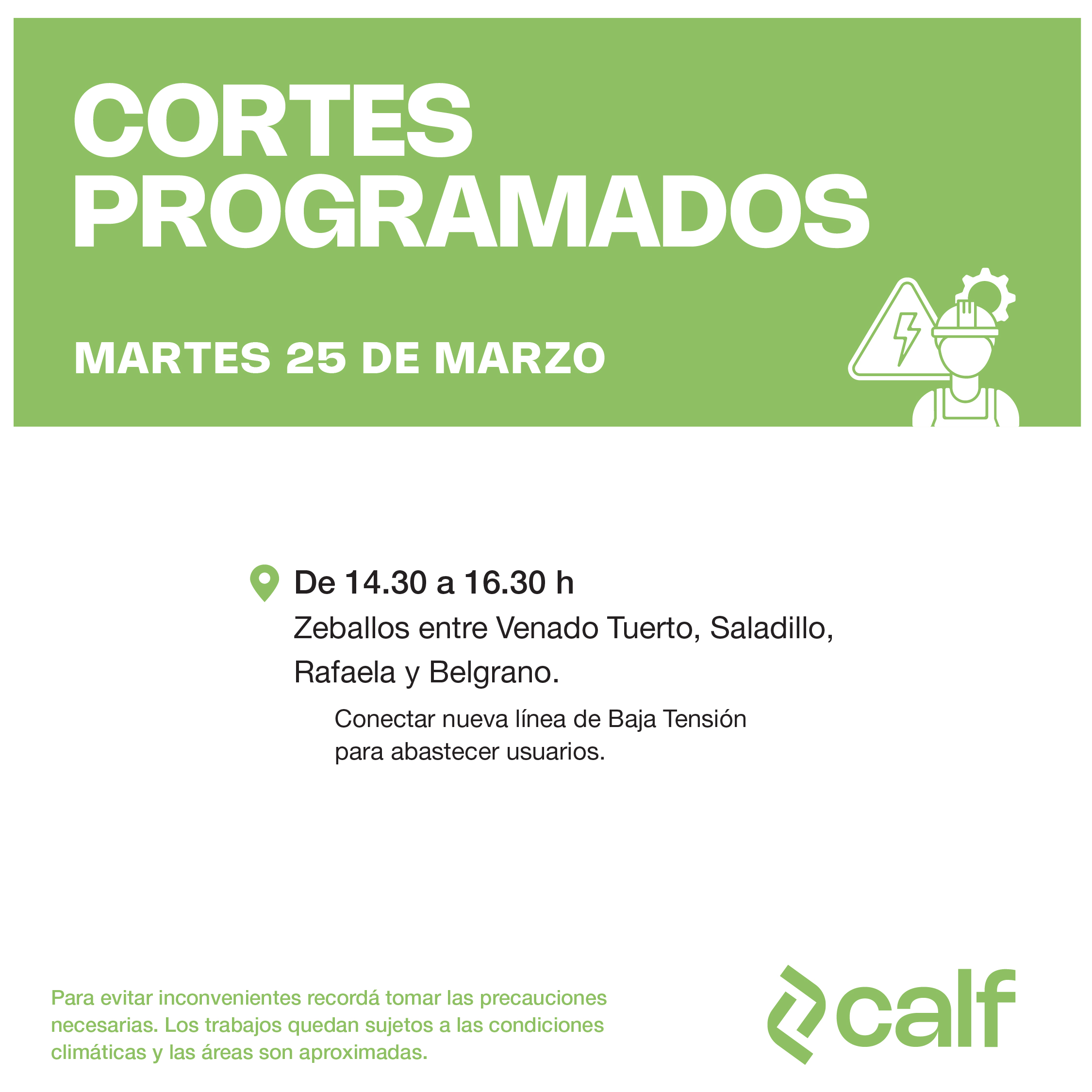 En este momento estás viendo Obras a realizar este martes