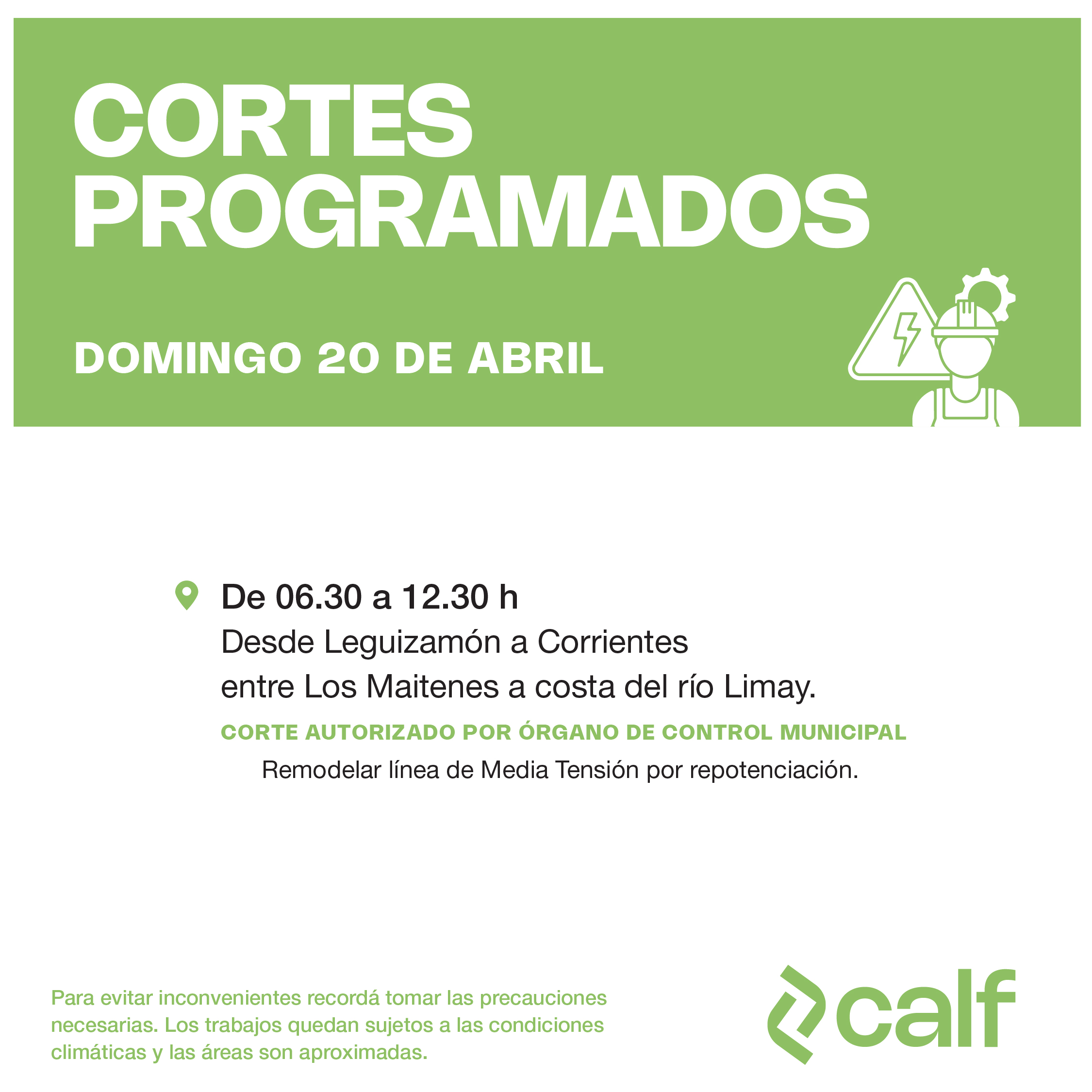 Lee más sobre el artículo Obras previstas para este domingo