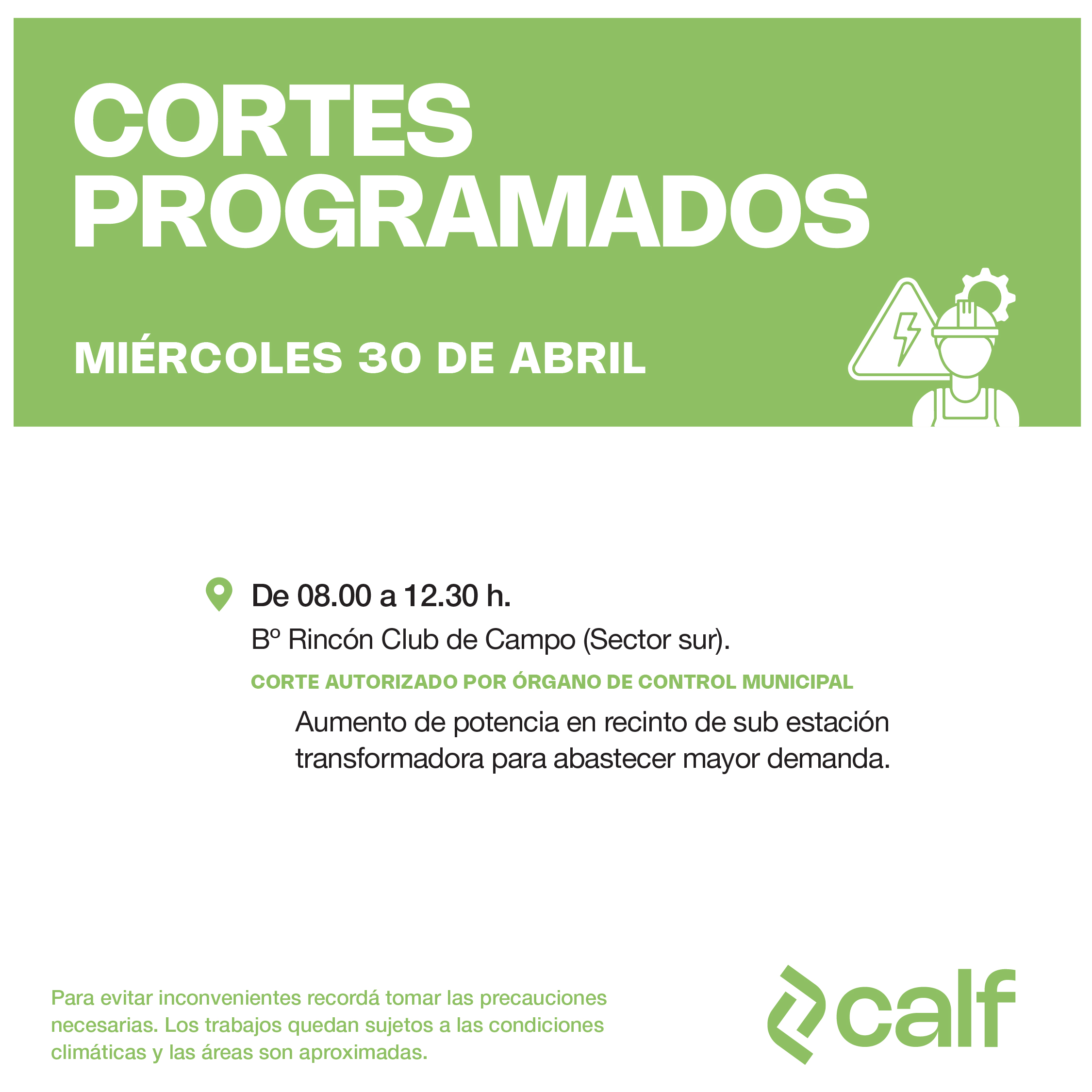 Lee más sobre el artículo Obras a realizar este miércoles