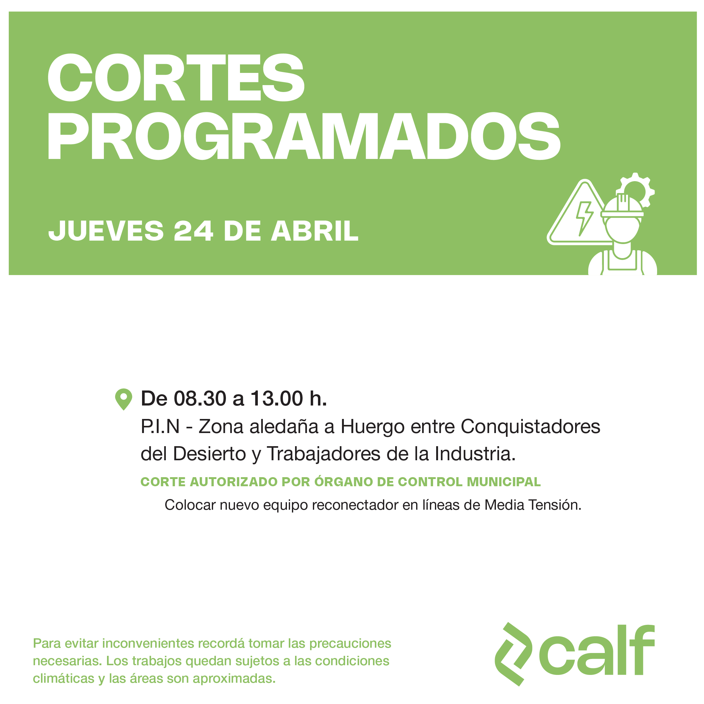 Lee más sobre el artículo Trabajos a realizar este jueves