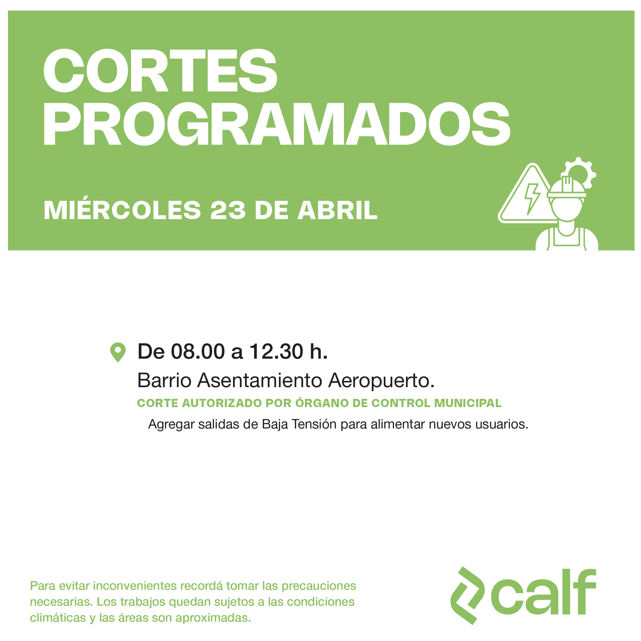 Lee más sobre el artículo Obras a ejecutar este miércoles
