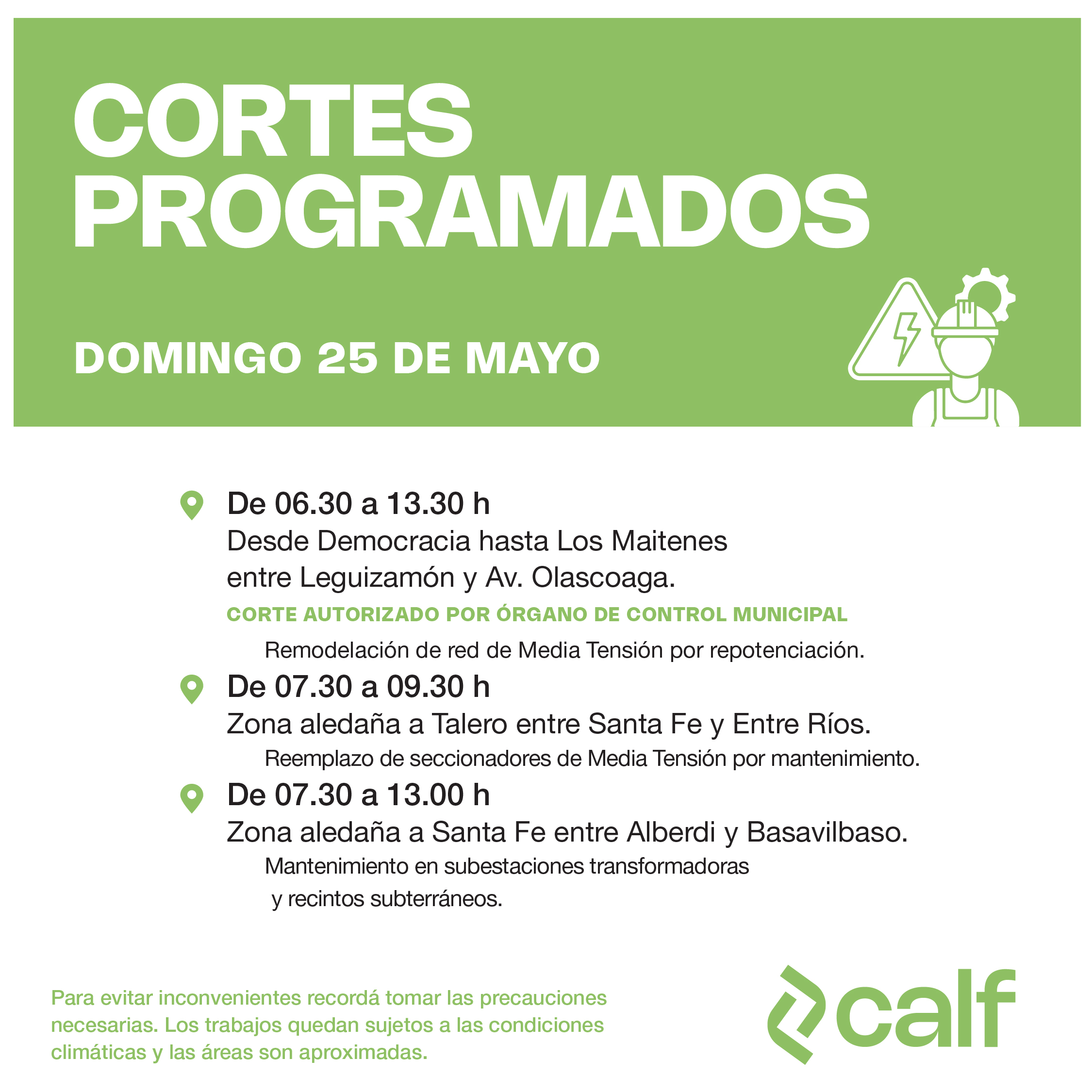 En este momento estás viendo Obras a concretar este domingo