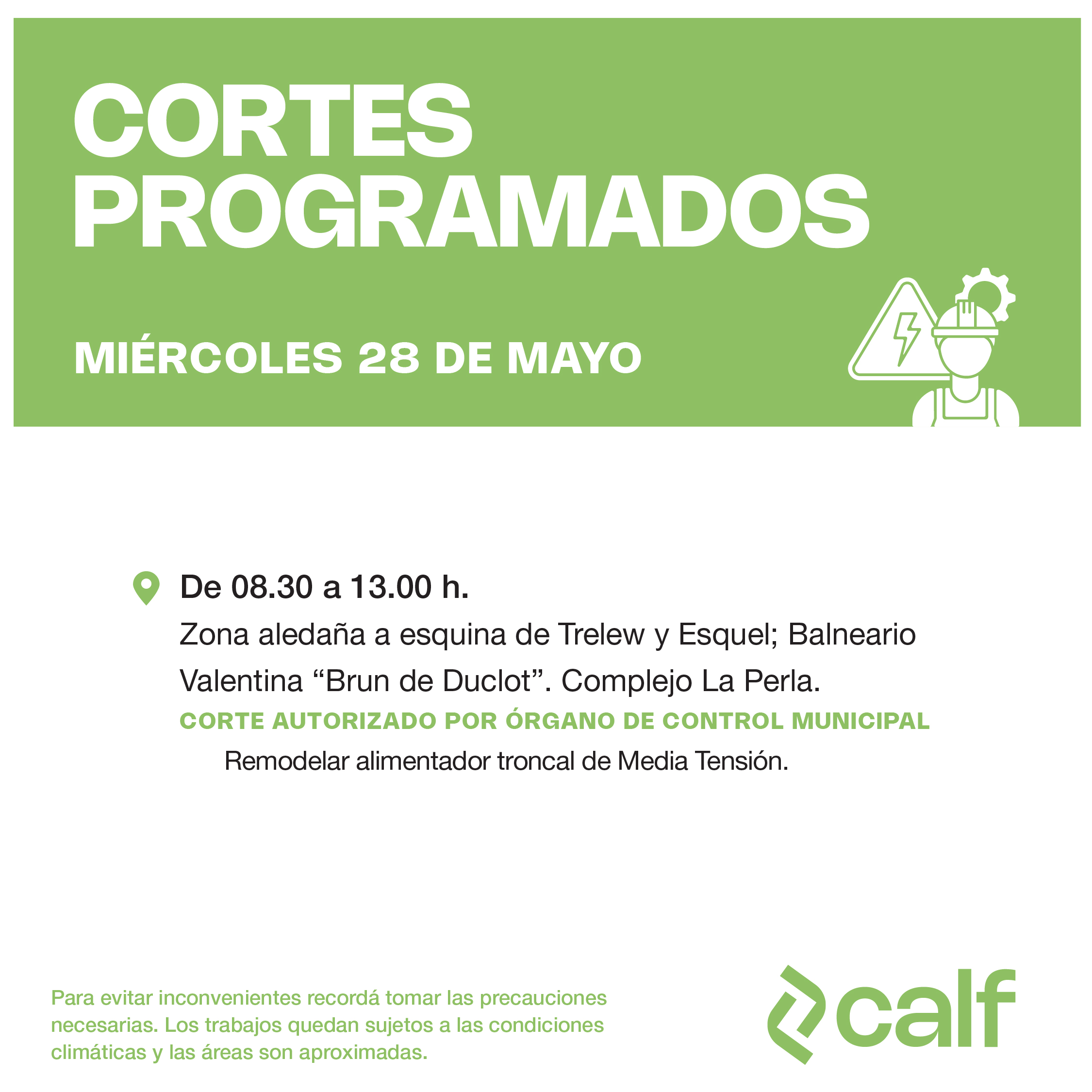 Lee más sobre el artículo Tareas previstas para este miércoles