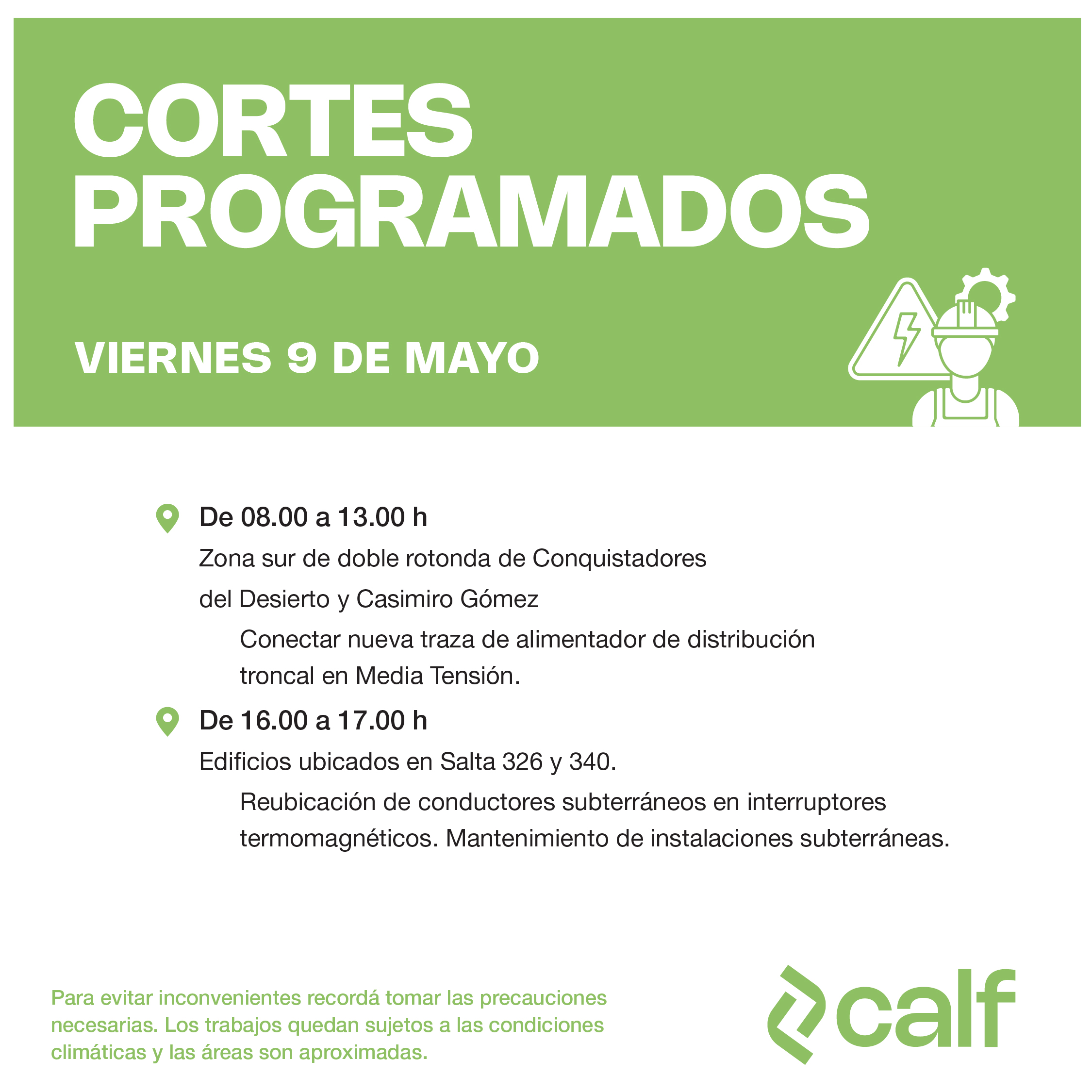 Lee más sobre el artículo Obras previstas para este viernes