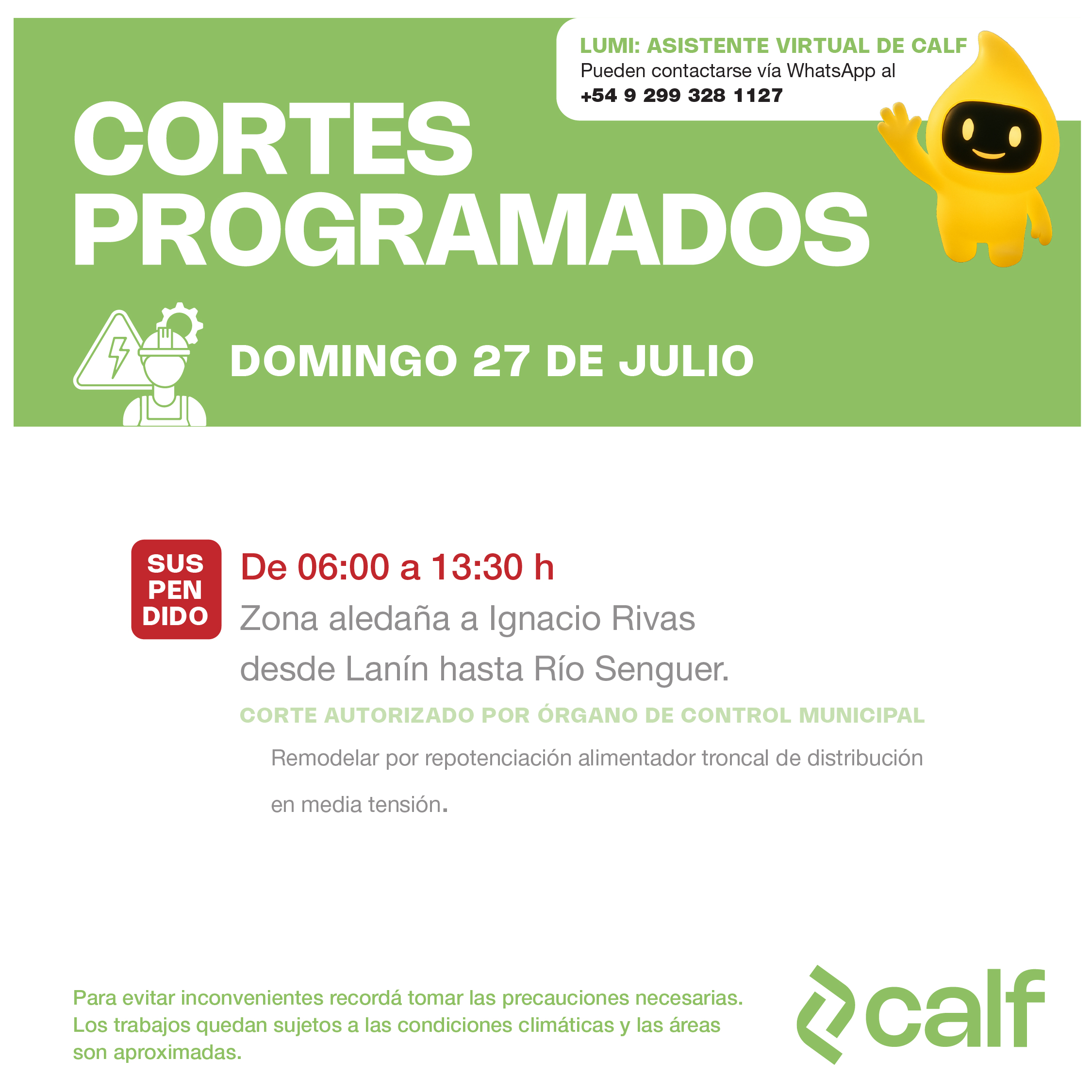 Lee más sobre el artículo Se suspenden trabajos del domingo