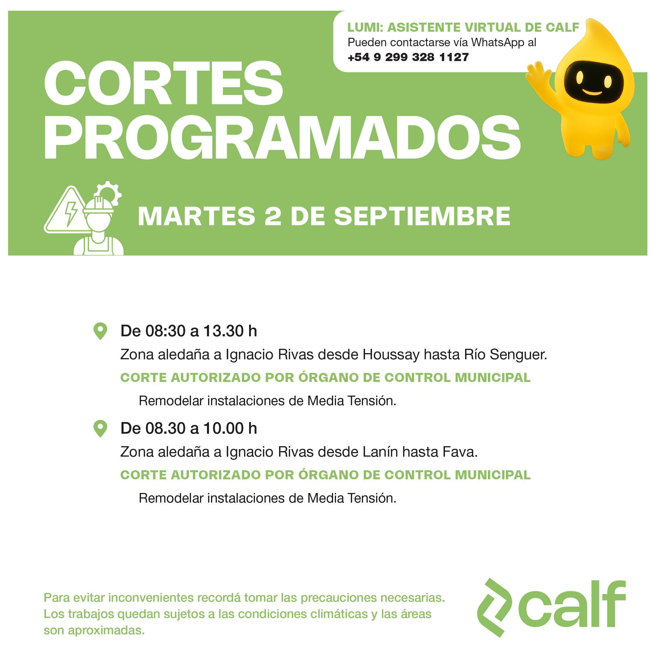 Lee más sobre el artículo Trabajos varios para este martes