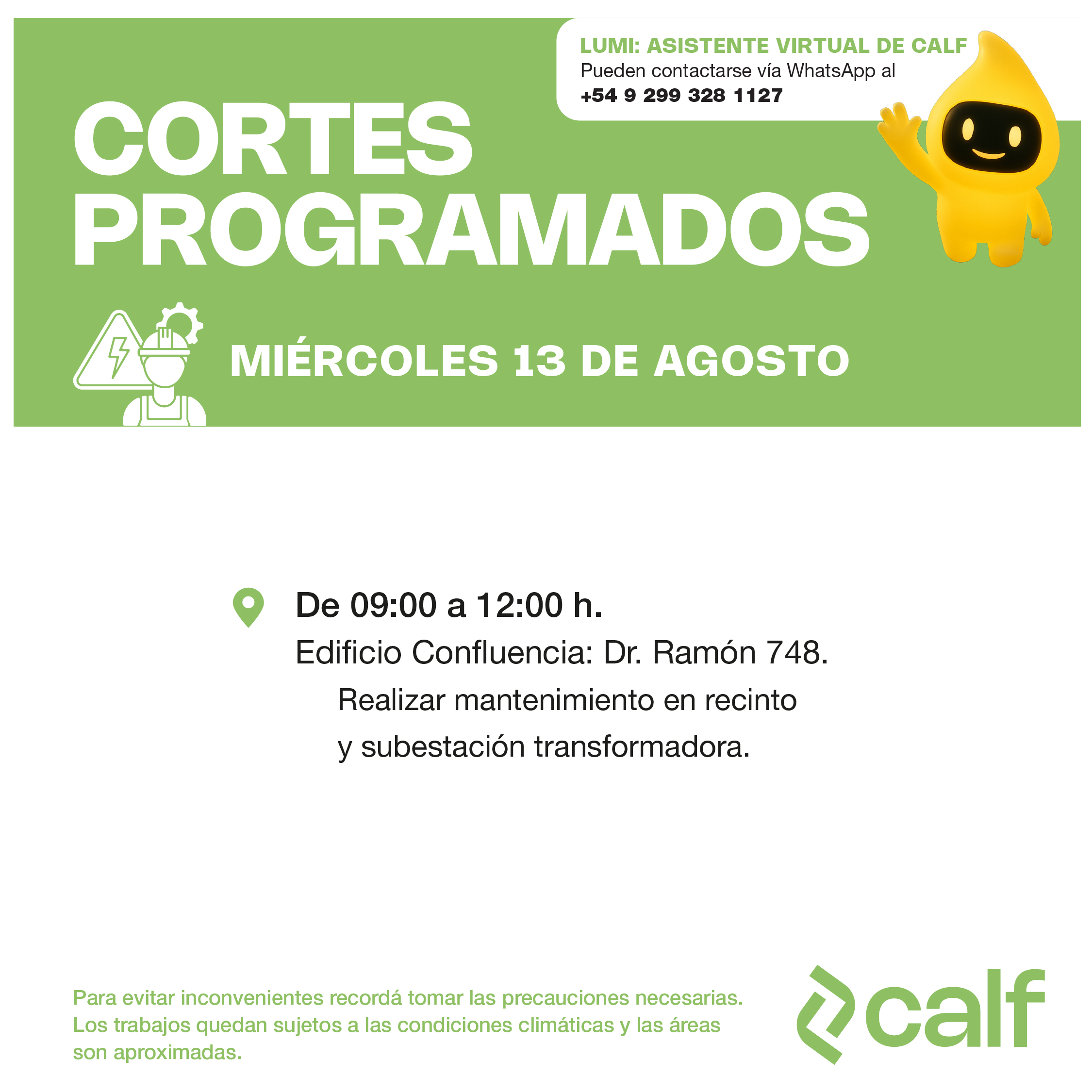 Lee más sobre el artículo Obras programadas para este miércoles 13-8