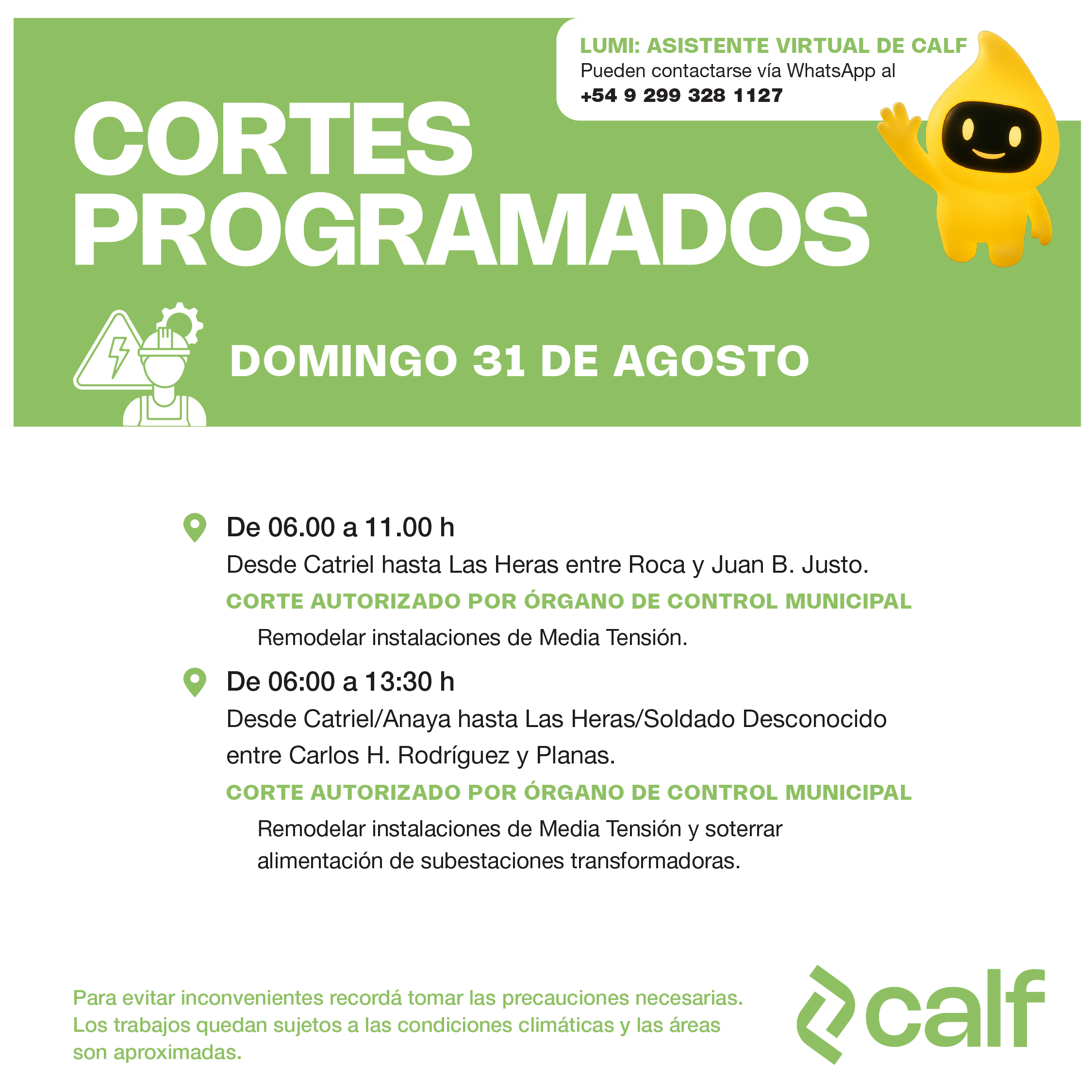 Lee más sobre el artículo Obras e inversiones para este domingo