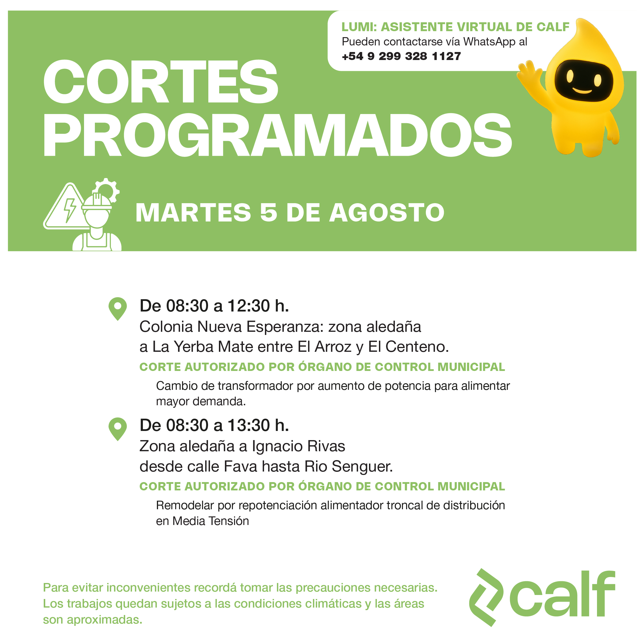 Lee más sobre el artículo Obras e inversiones para este martes