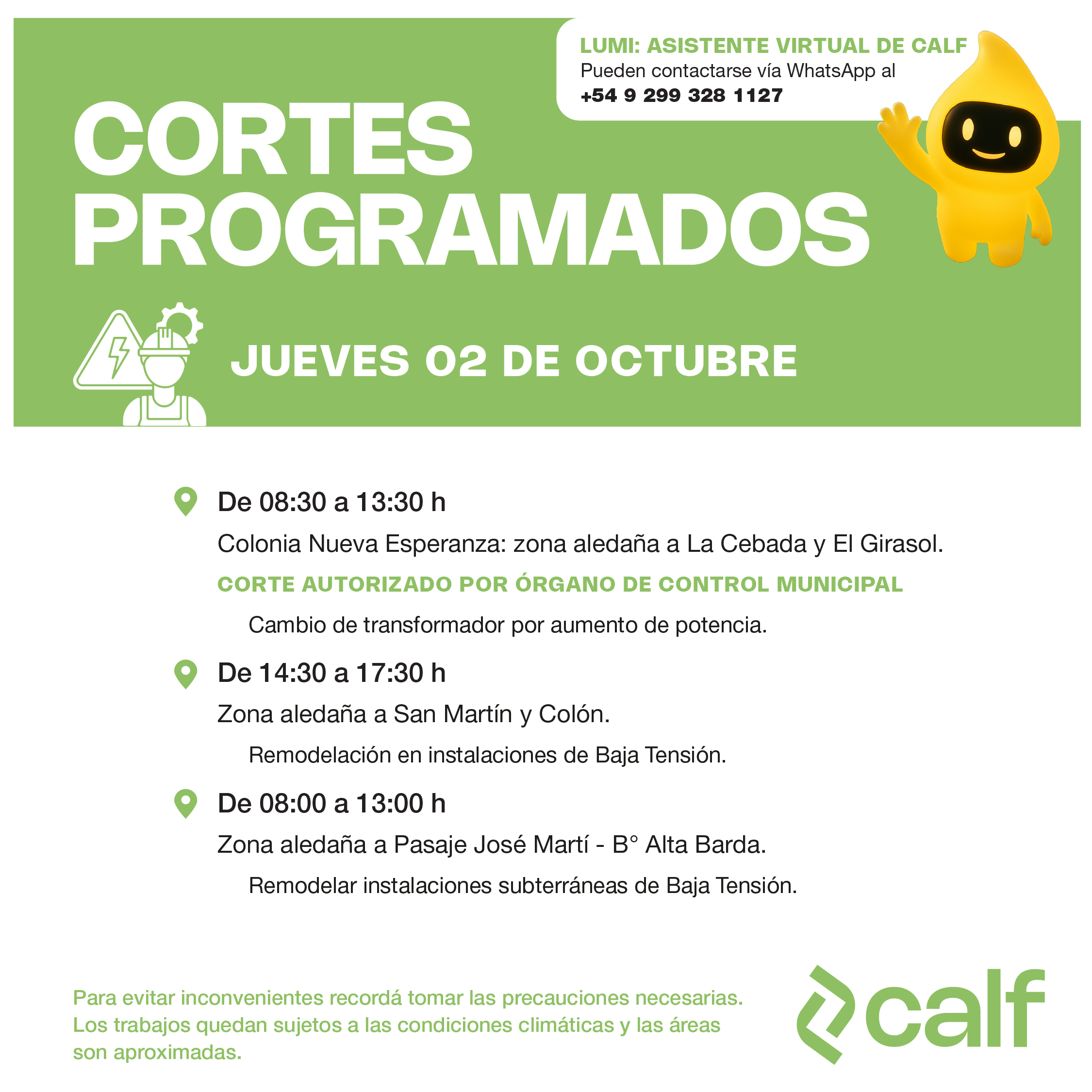 Lee más sobre el artículo Obras e inversiones para este jueves