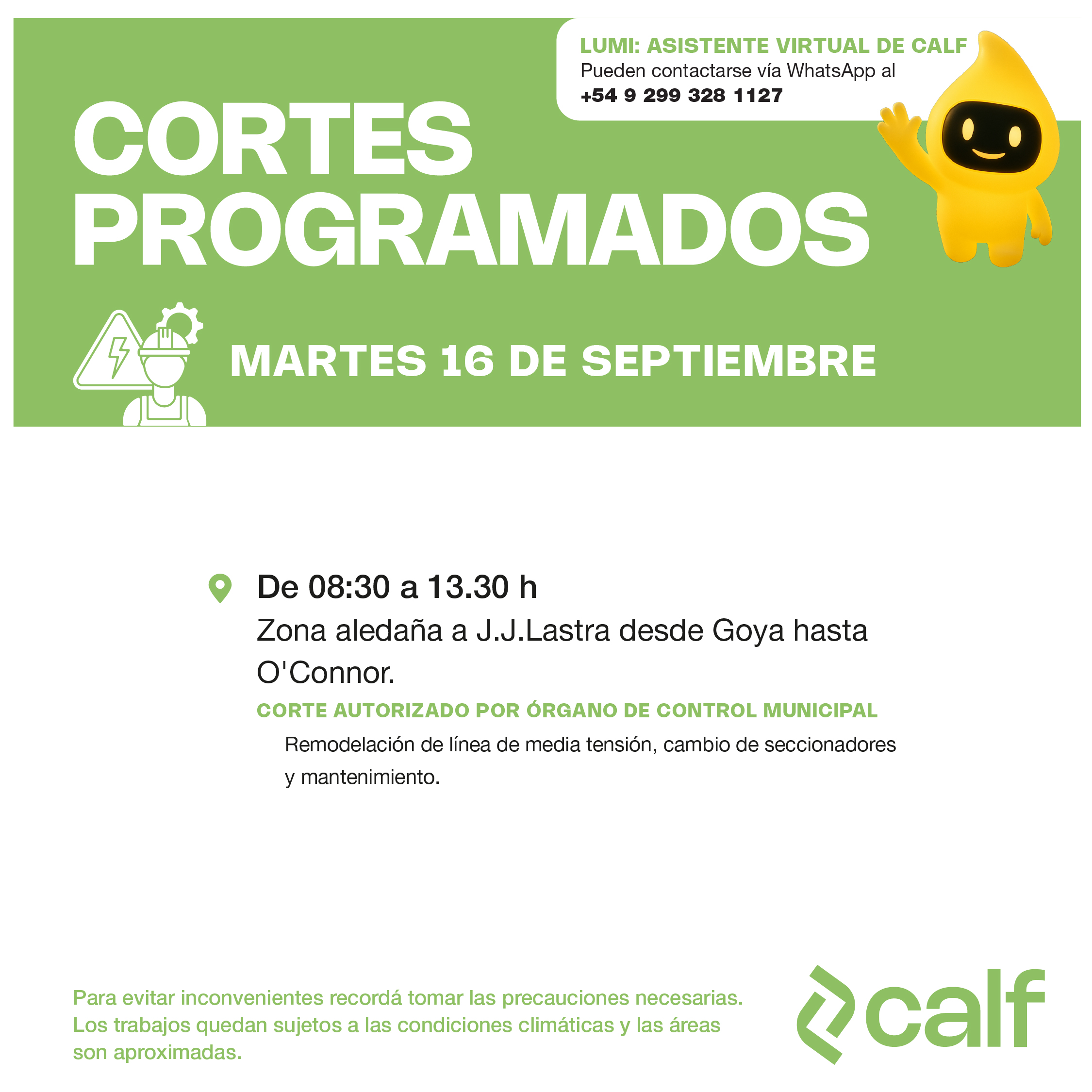 Lee más sobre el artículo Obras a ejecutar este martes