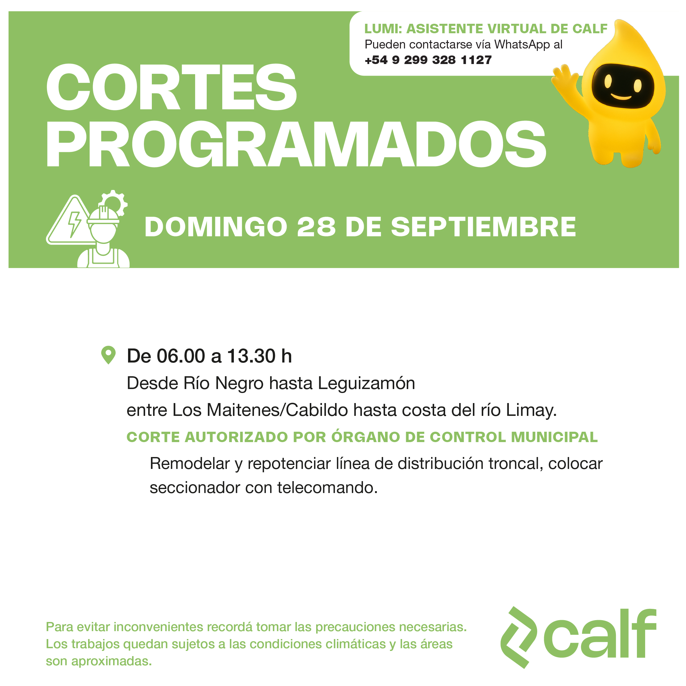 Lee más sobre el artículo Obras a ejecutar este domingo
