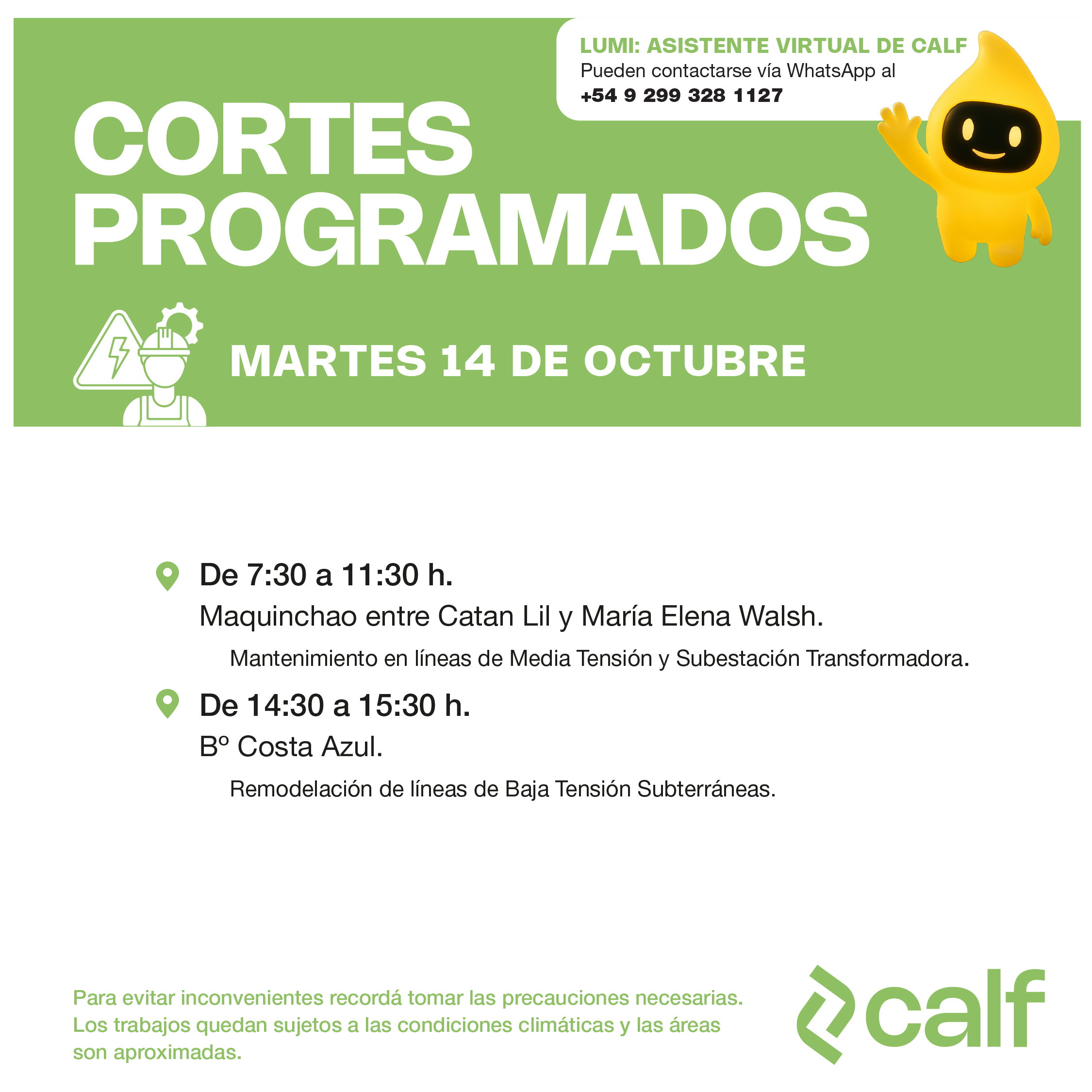 Lee más sobre el artículo Mantenimiento de este martes