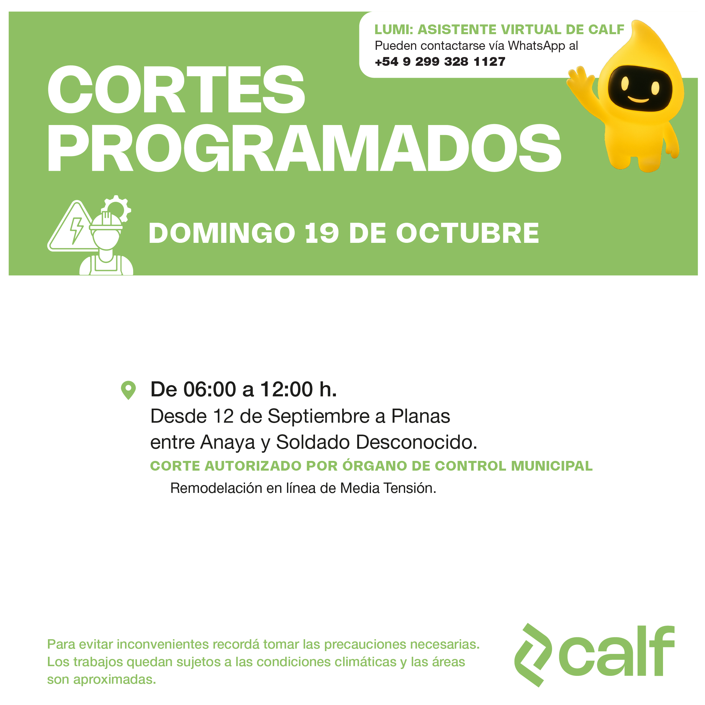 Lee más sobre el artículo Obras a ejecutar este domingo