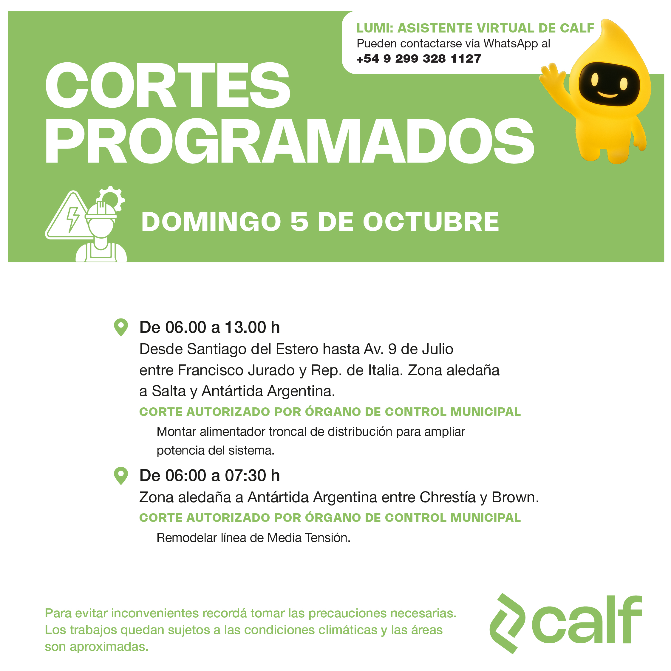 Lee más sobre el artículo Obras a realizar este domingo