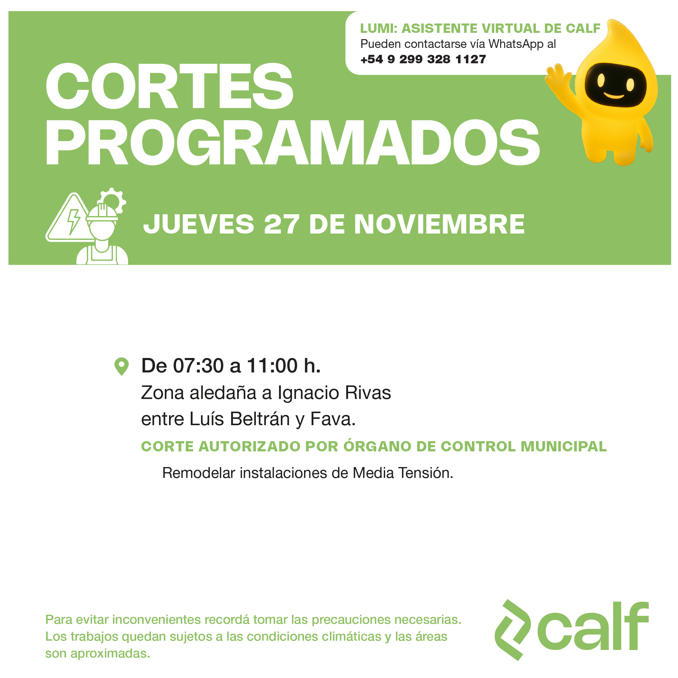 Lee más sobre el artículo Obras e inversiones para el jueves 27-11