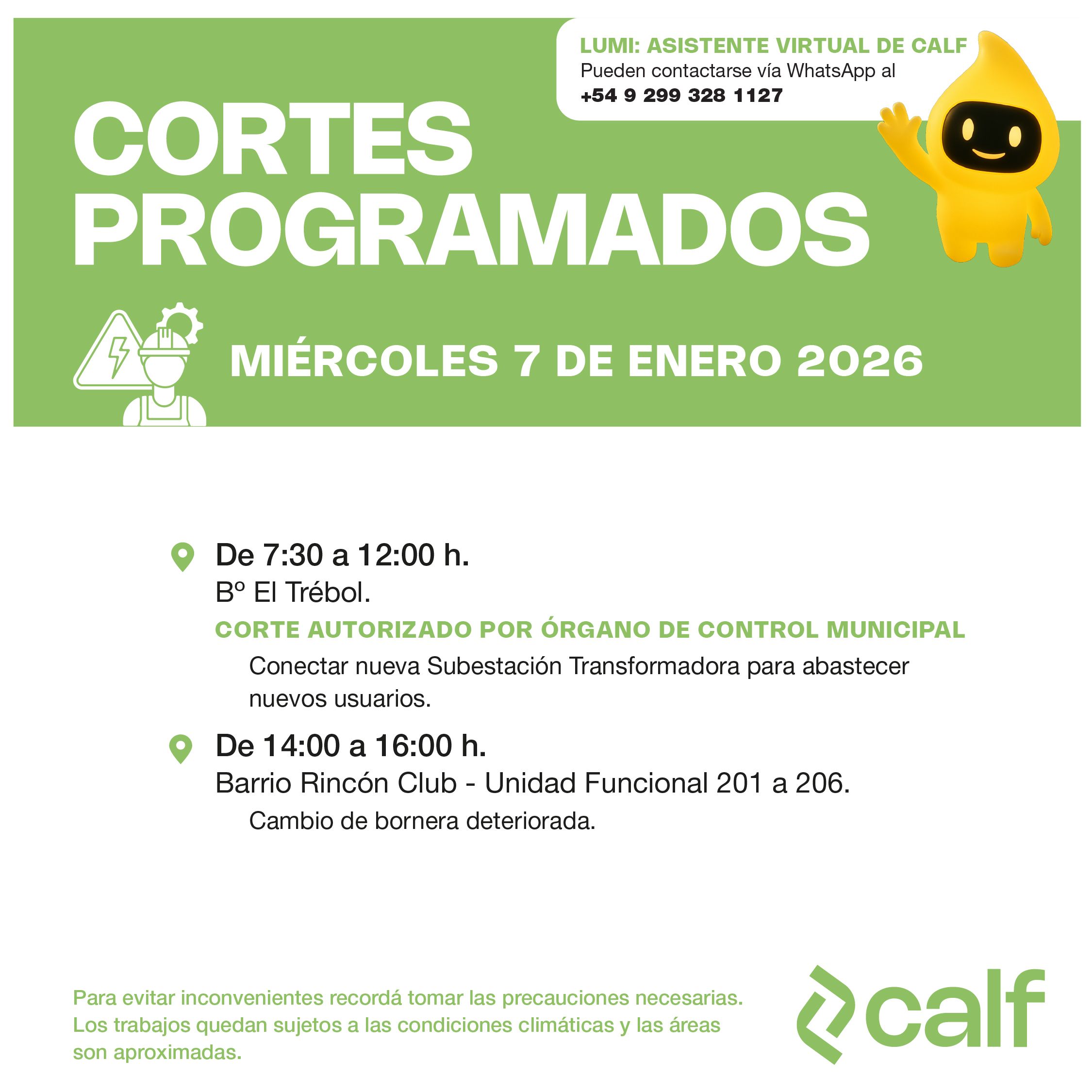 Lee más sobre el artículo Obras a ejecutar este miércoles