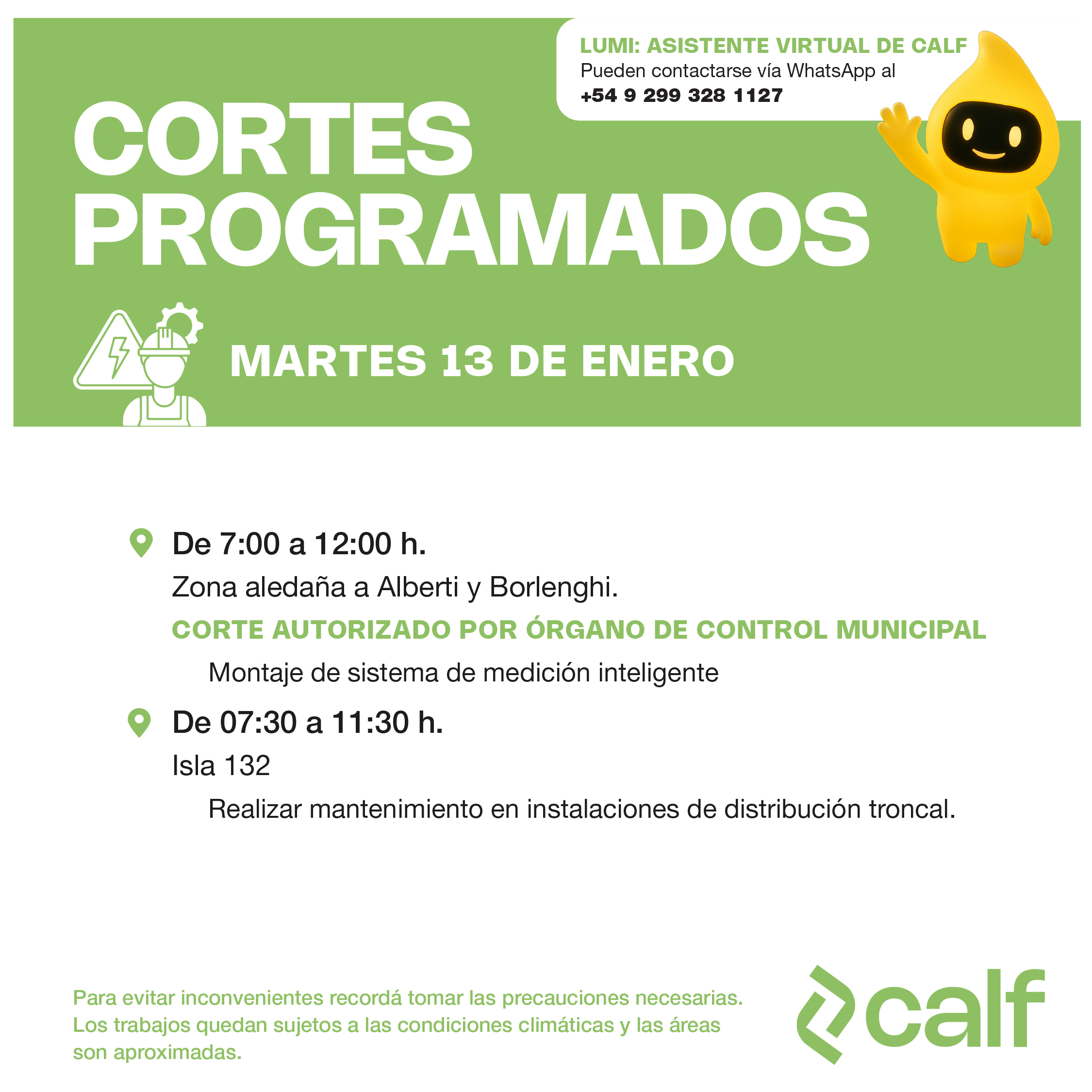 Lee más sobre el artículo Obras a ejecutar este martes