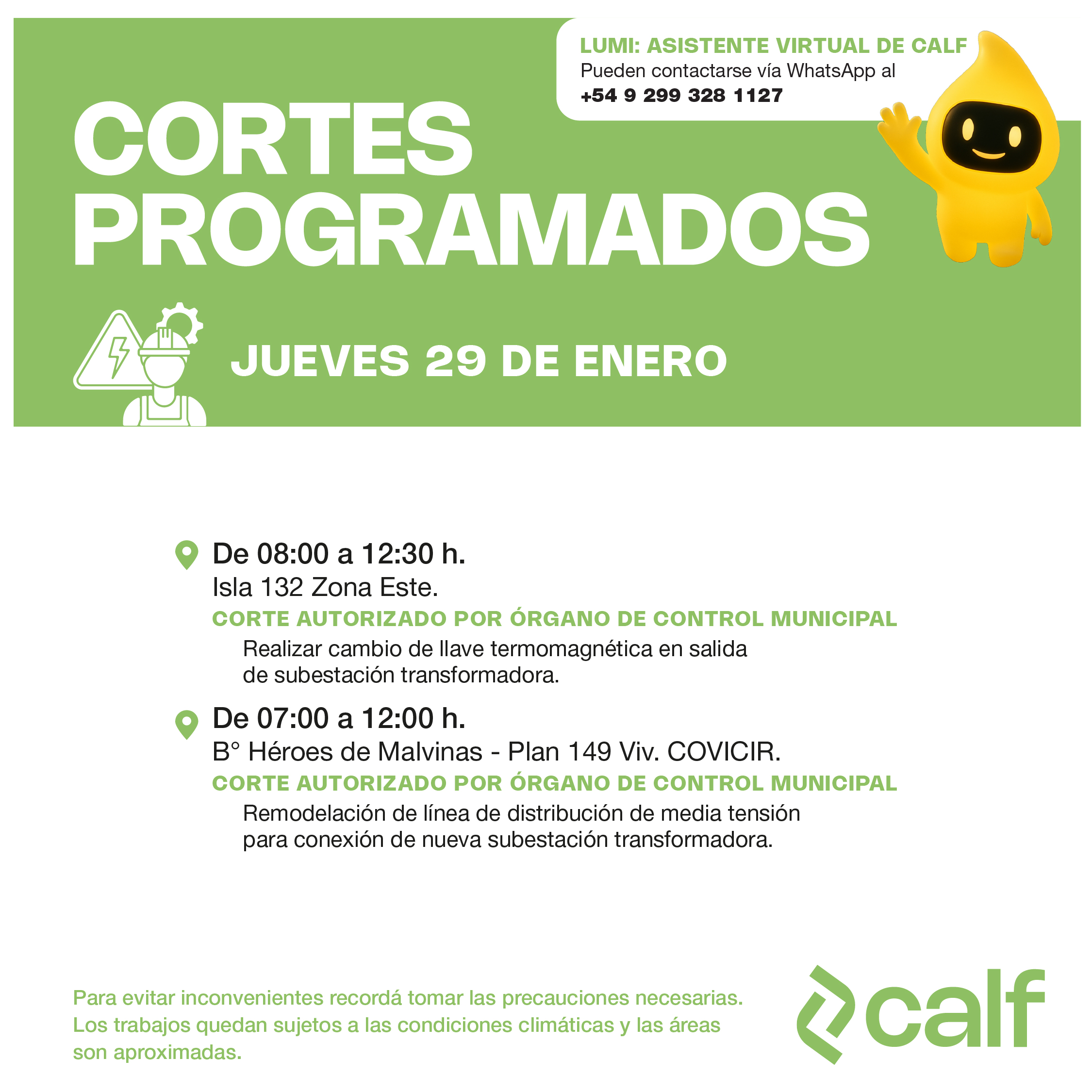 Lee más sobre el artículo Jueves con obras a realizar