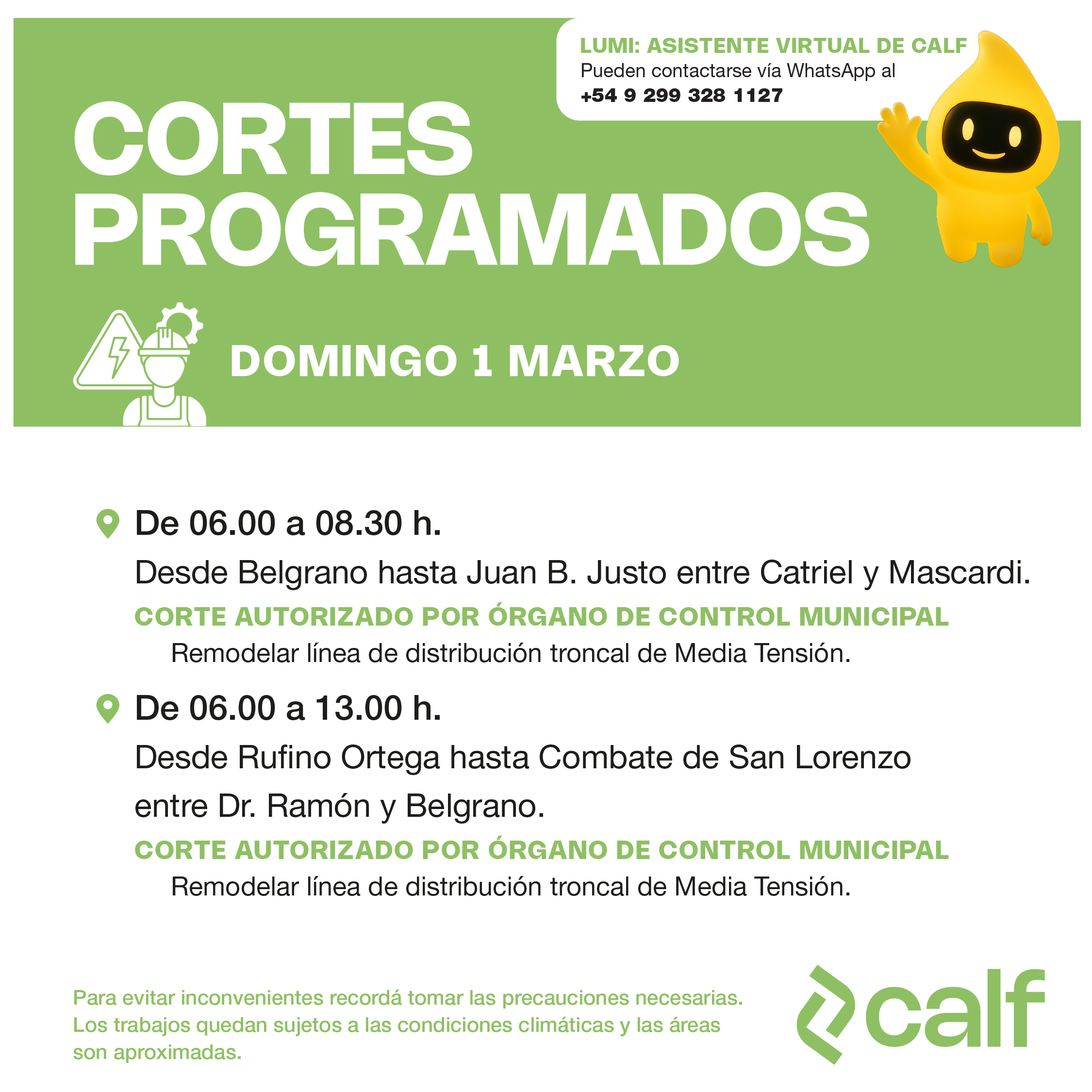 Lee más sobre el artículo Obras e inversiones programadas para el domingo 1 de Marzo