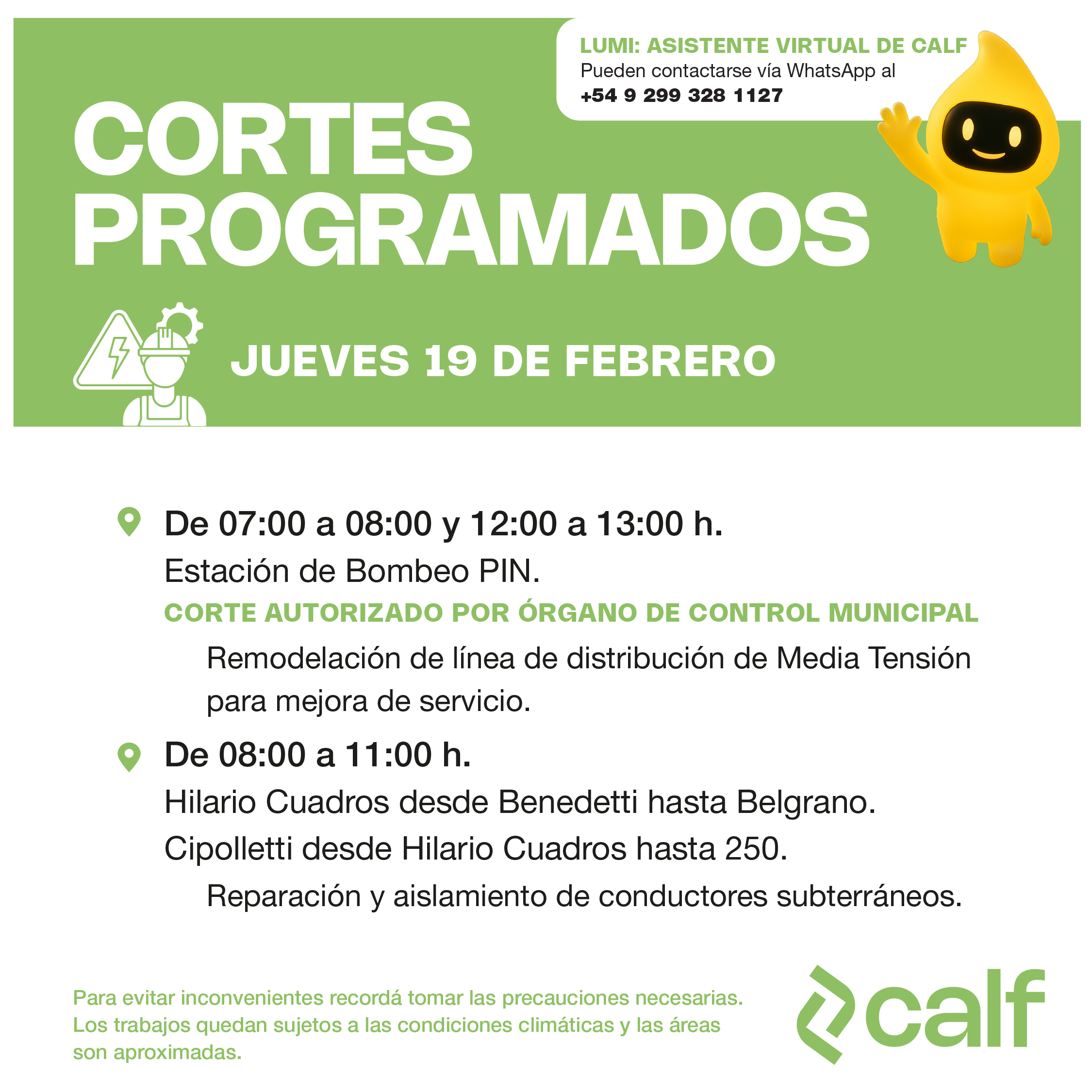 Lee más sobre el artículo Jueves con obras programadas