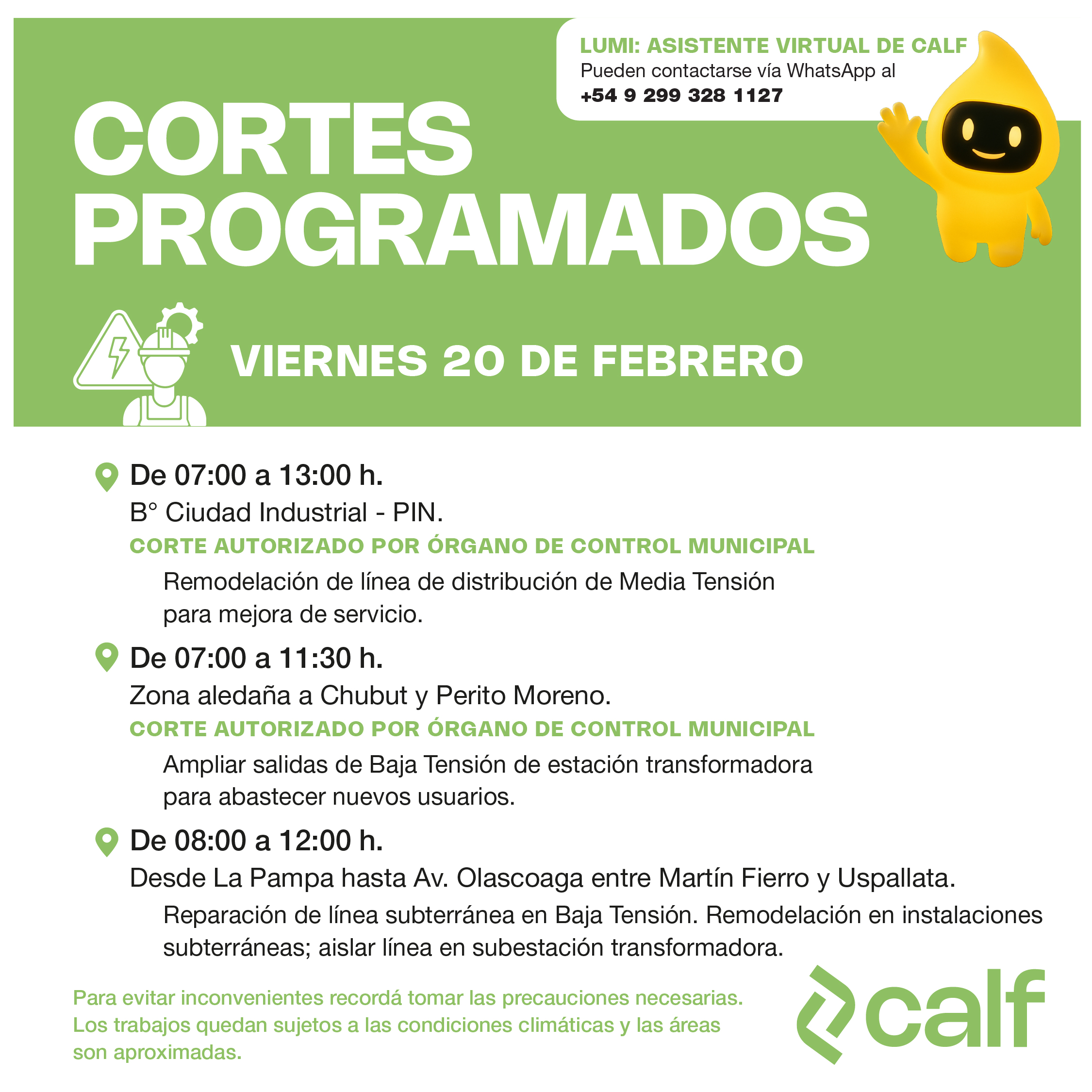 Lee más sobre el artículo Obras a realizar este viernes