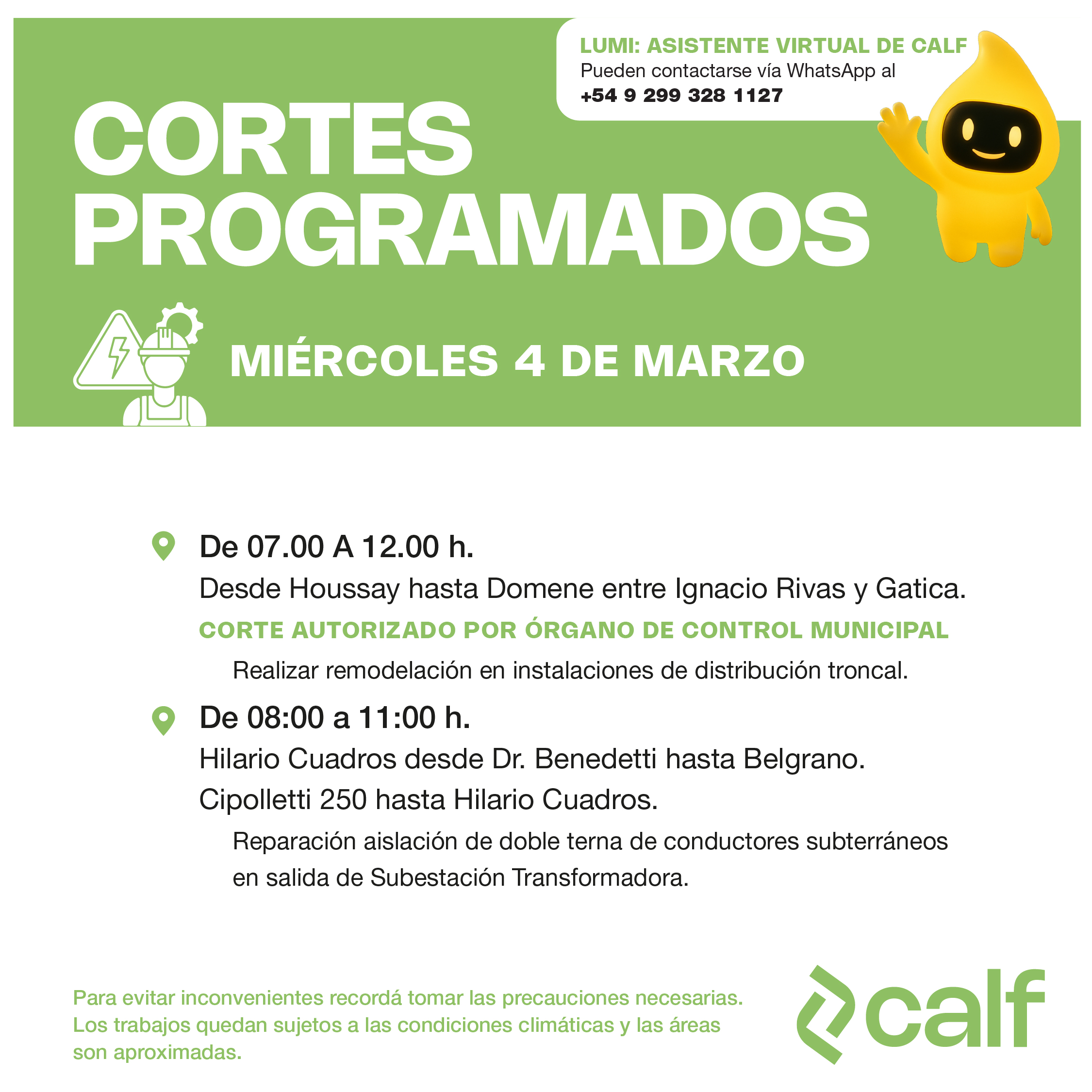 Lee más sobre el artículo Miércoles con trabajos a realizar