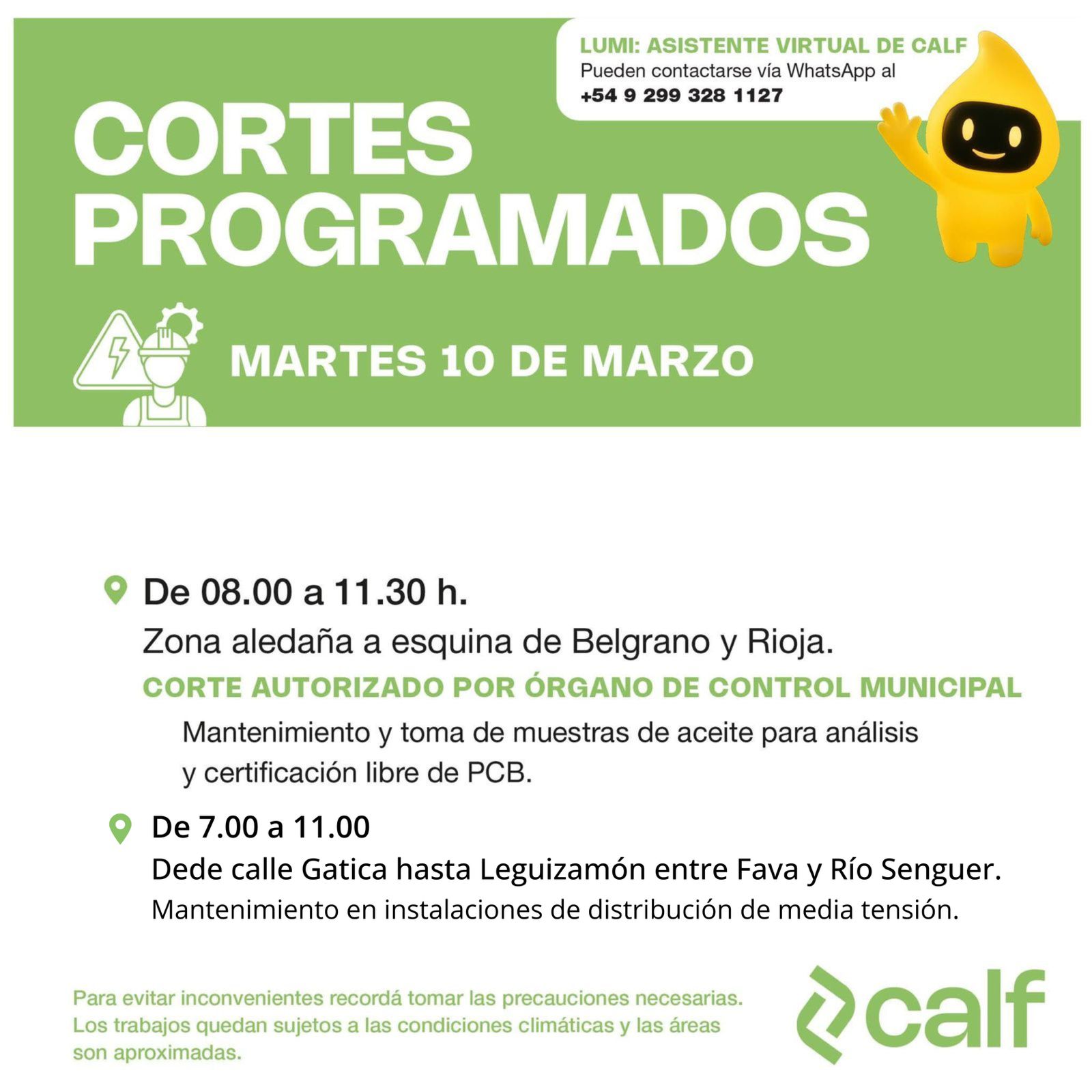 Lee más sobre el artículo Tareas programadas para el martes 10/3