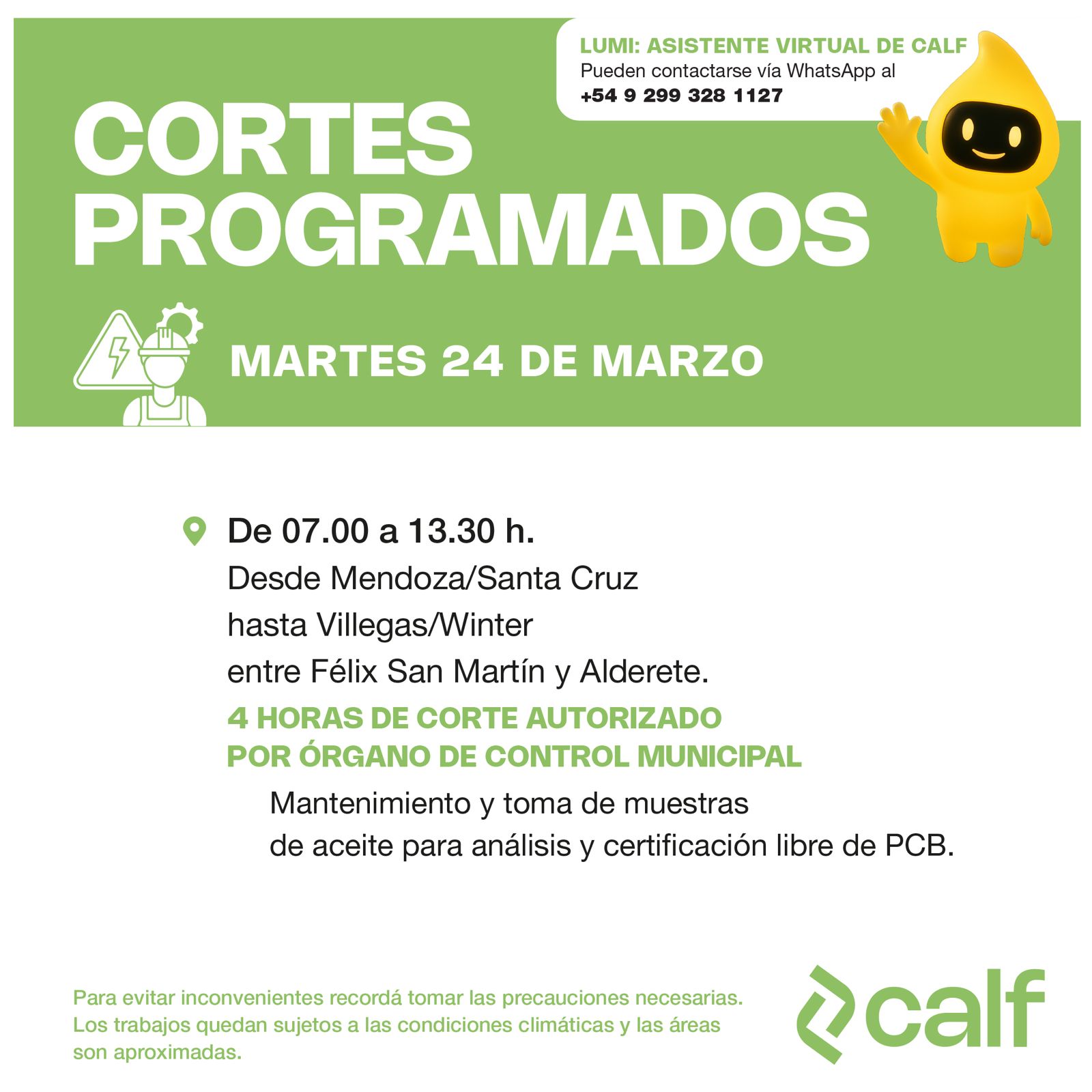 Lee más sobre el artículo Corte programado de hoy