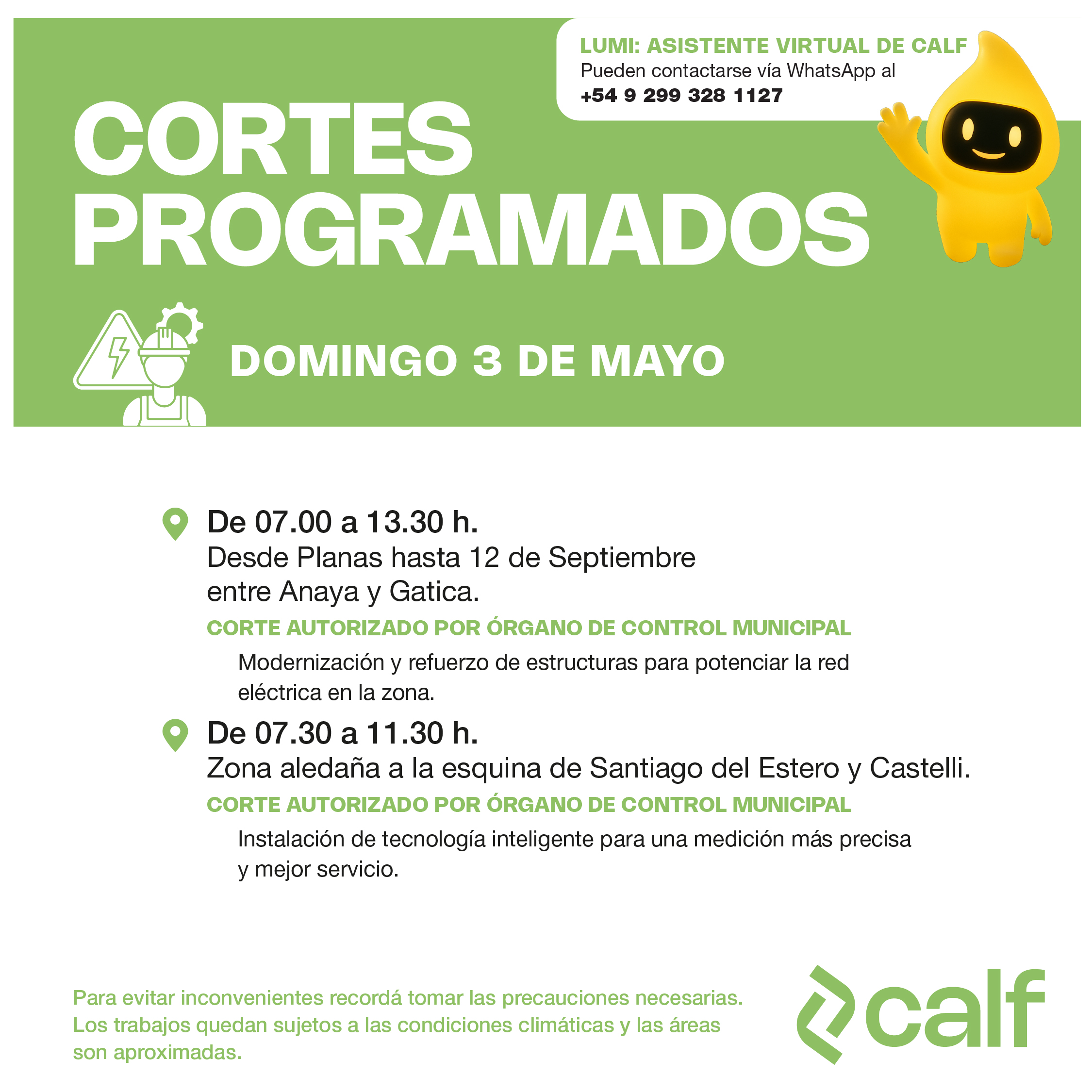 Lee más sobre el artículo Corte programado 03-05